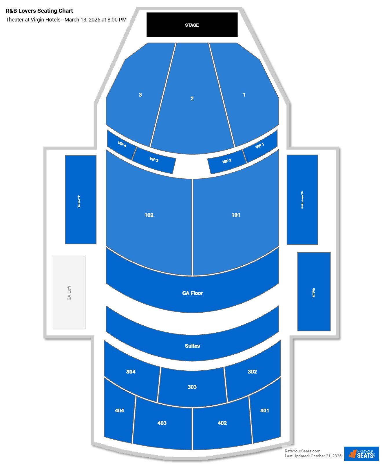 R&B Lovers seating chart Theater at Virgin Hotels