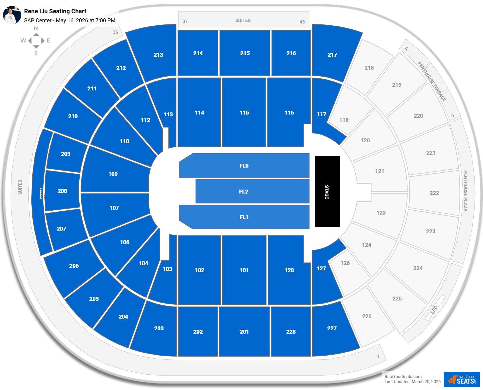 Rene Liu seating chart SAP Center