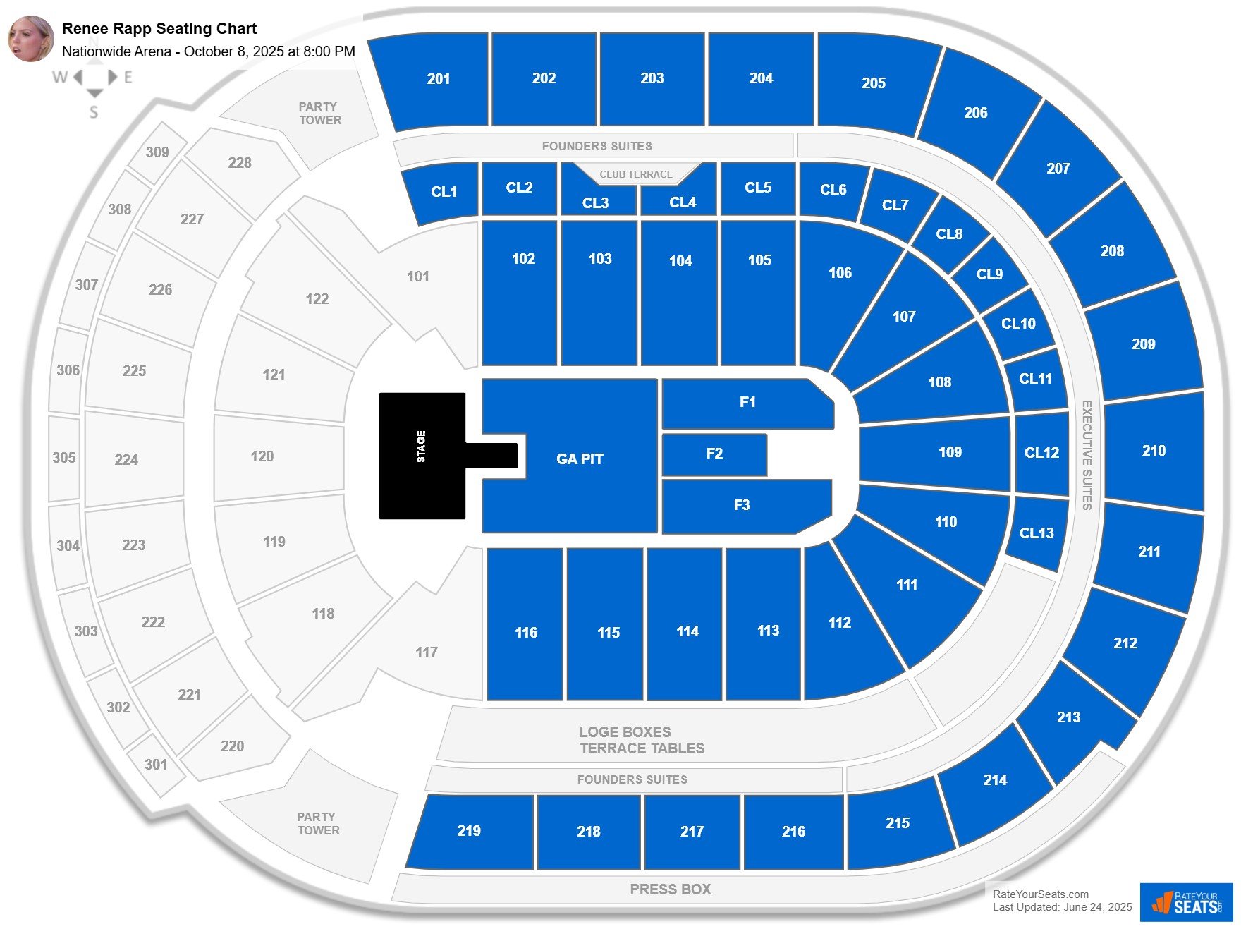 Renee Rapp seating chart Nationwide Arena