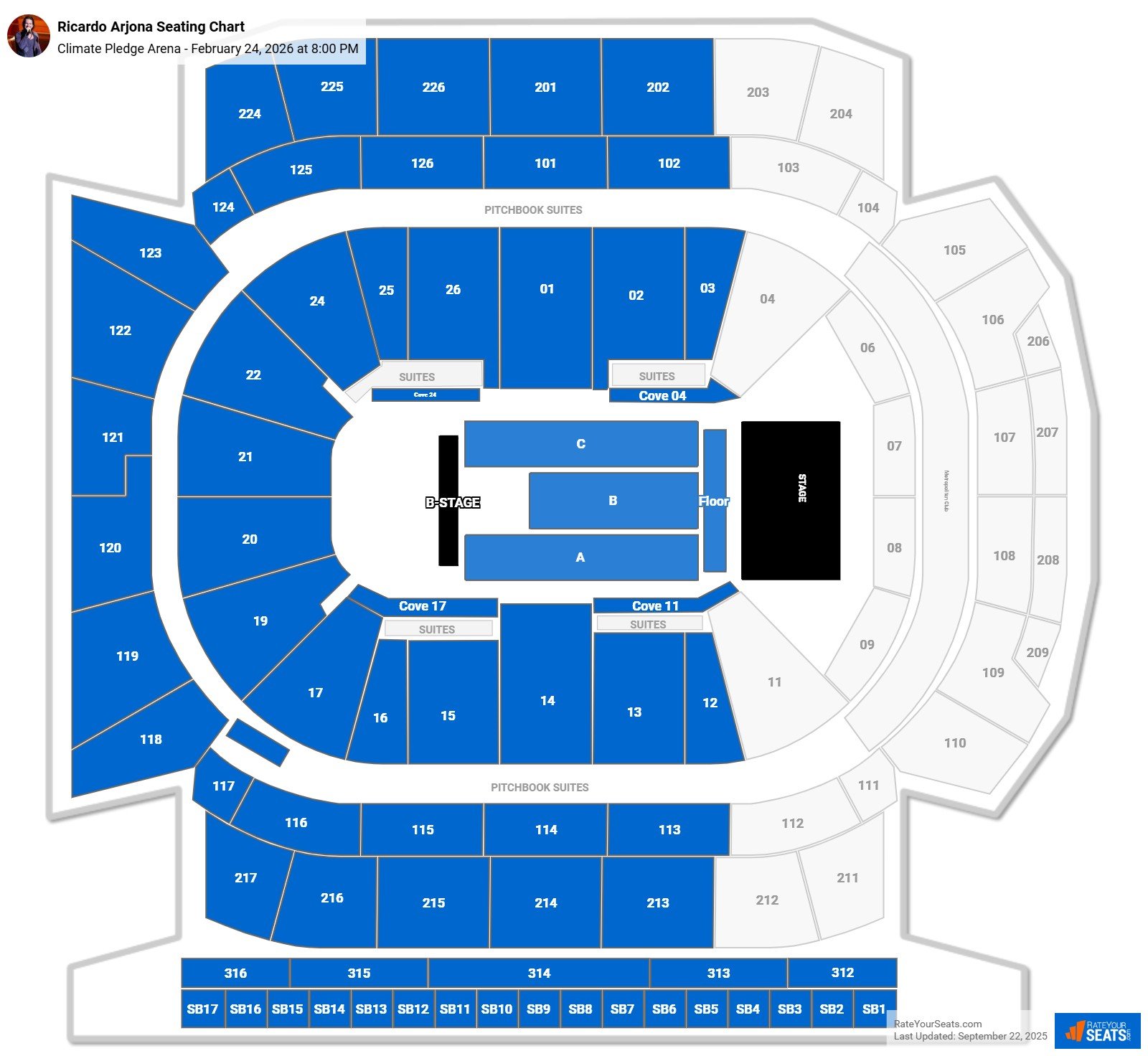Ricardo Arjona seating chart Climate Pledge Arena