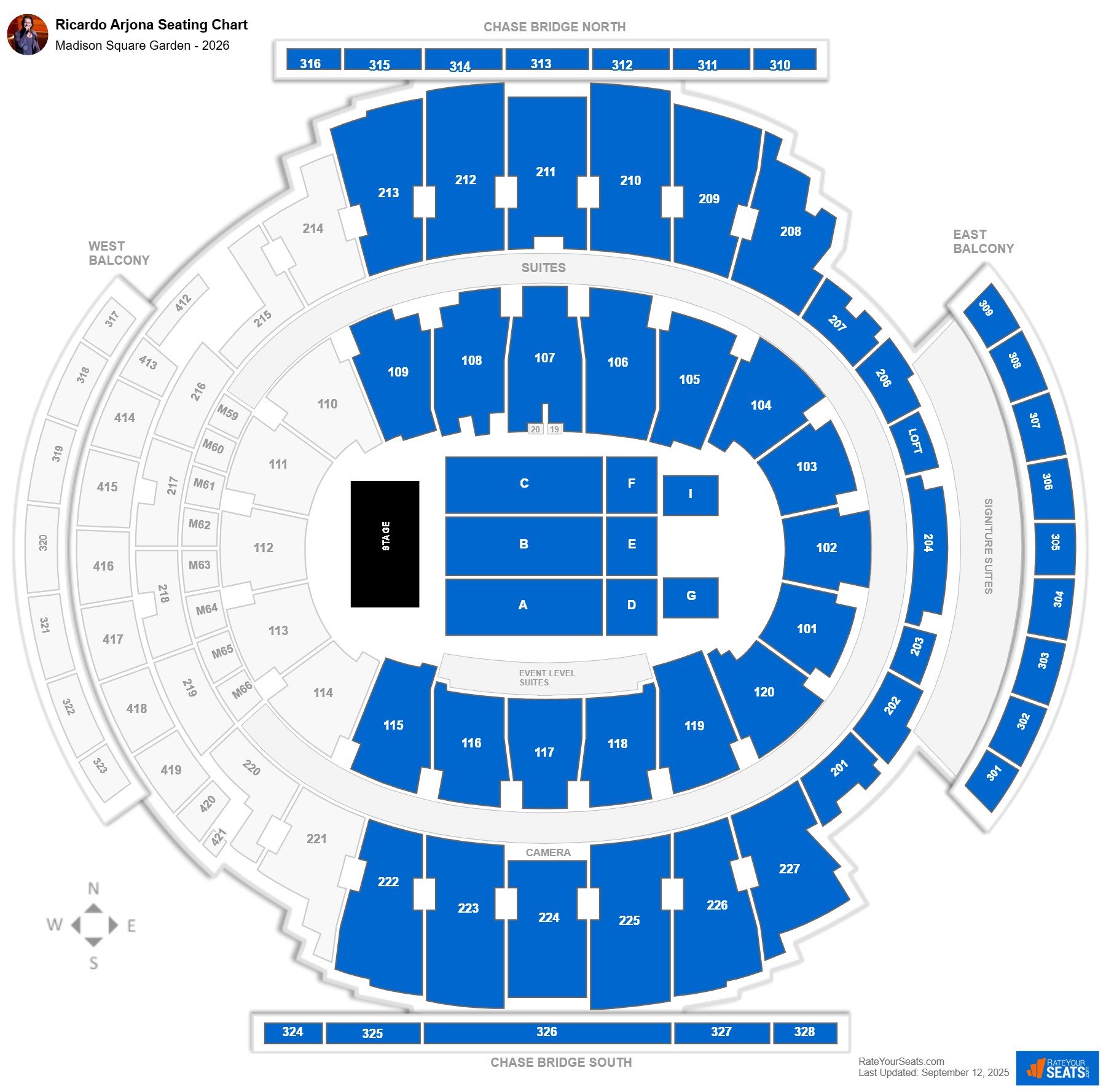 Ricardo Arjona seating chart Madison Square Garden
