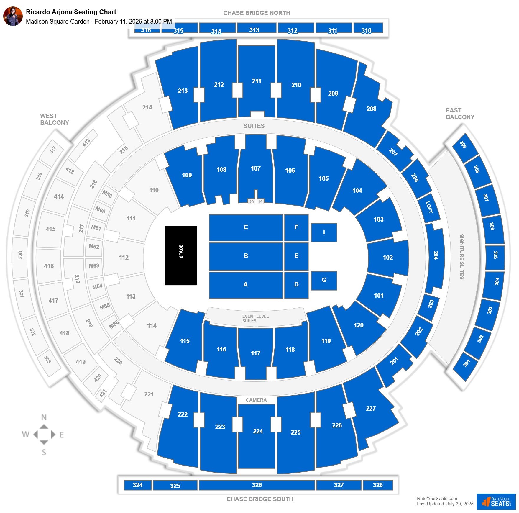 Ricardo Arjona seating chart Madison Square Garden