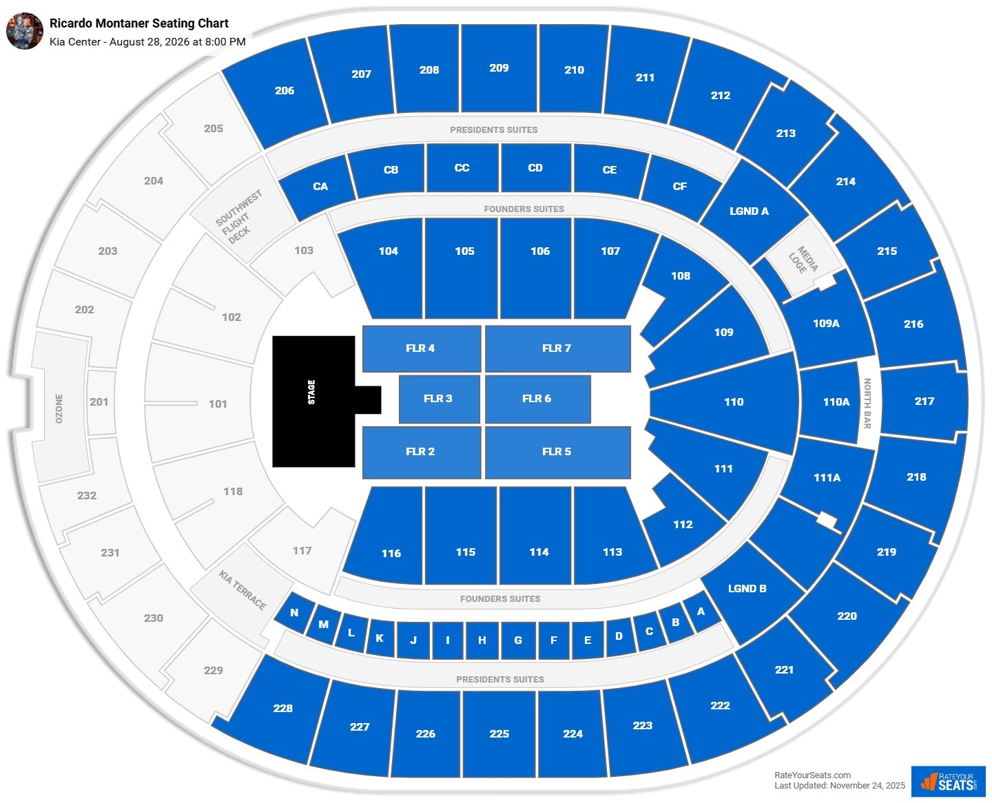 Ricardo Montaner seating chart Kia Center