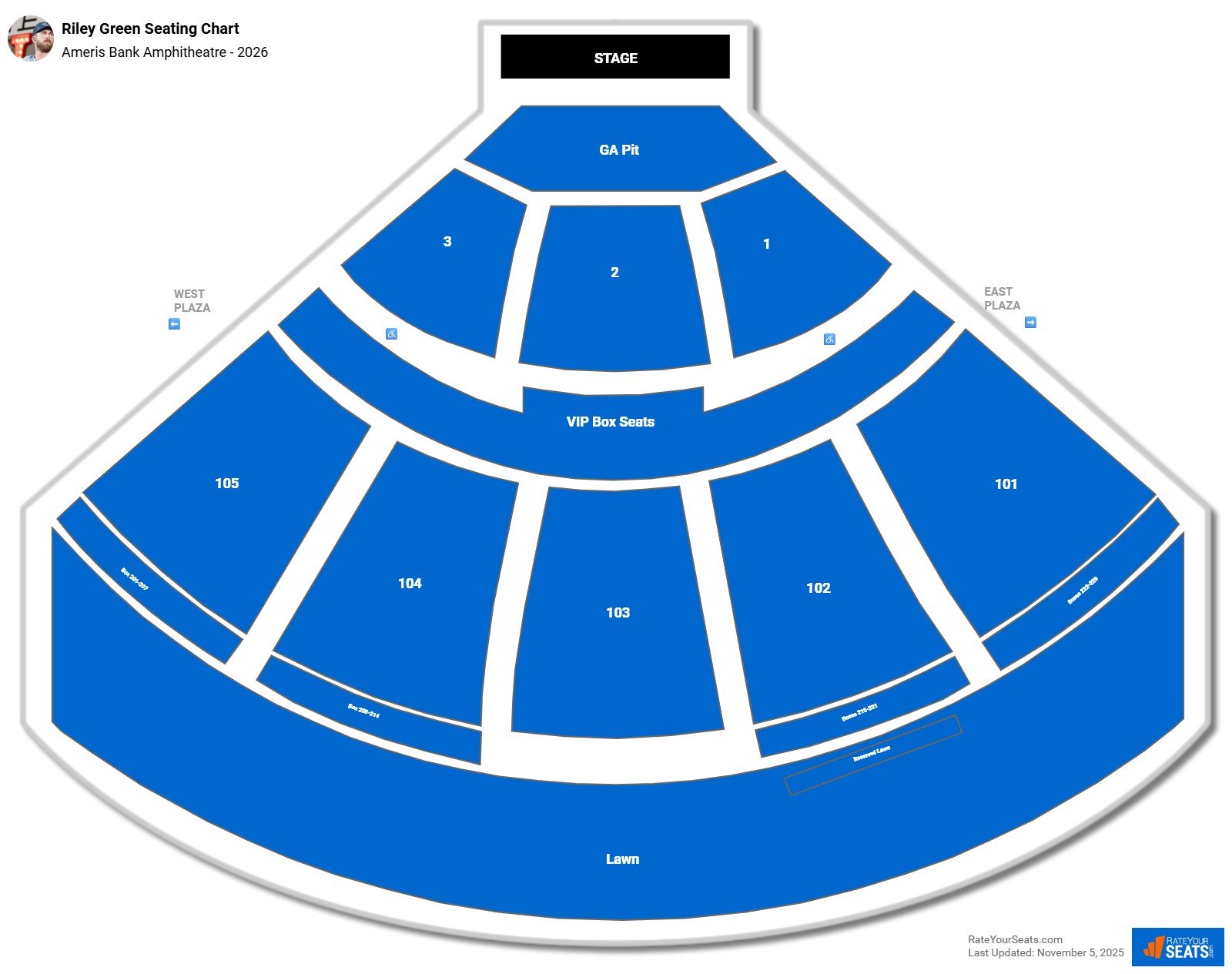 Riley Green seating chart Ameris Bank Amphitheatre