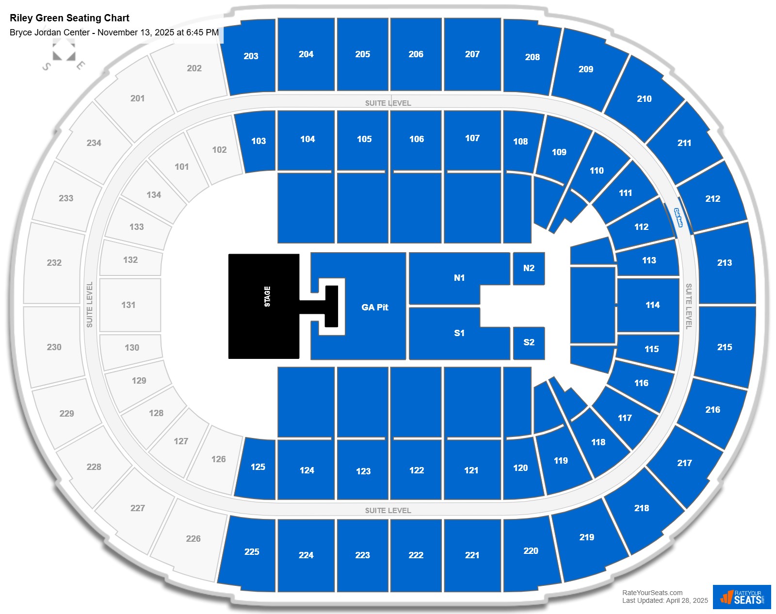 Riley Green seating chart Bryce Jordan Center