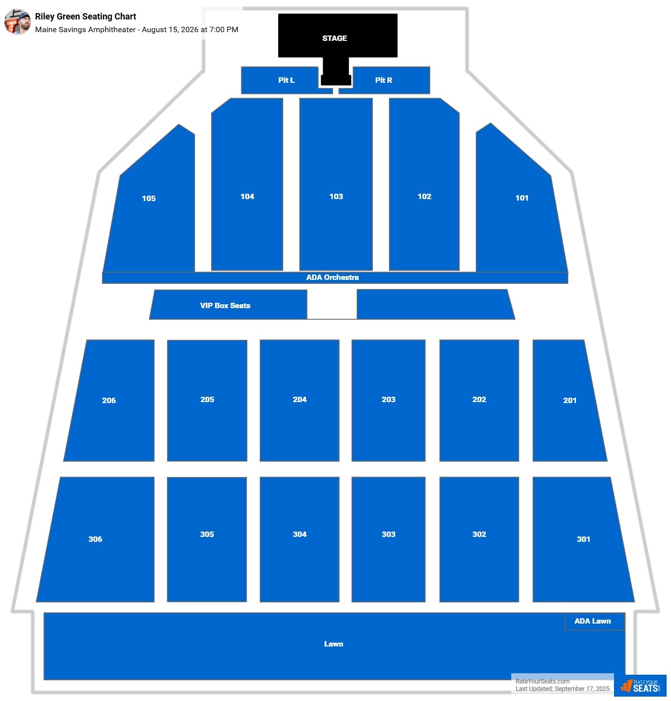Riley Green seating chart Maine Savings Amphitheater