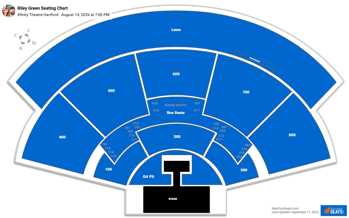 Riley Green seating chart Xfinity Theatre Hartford