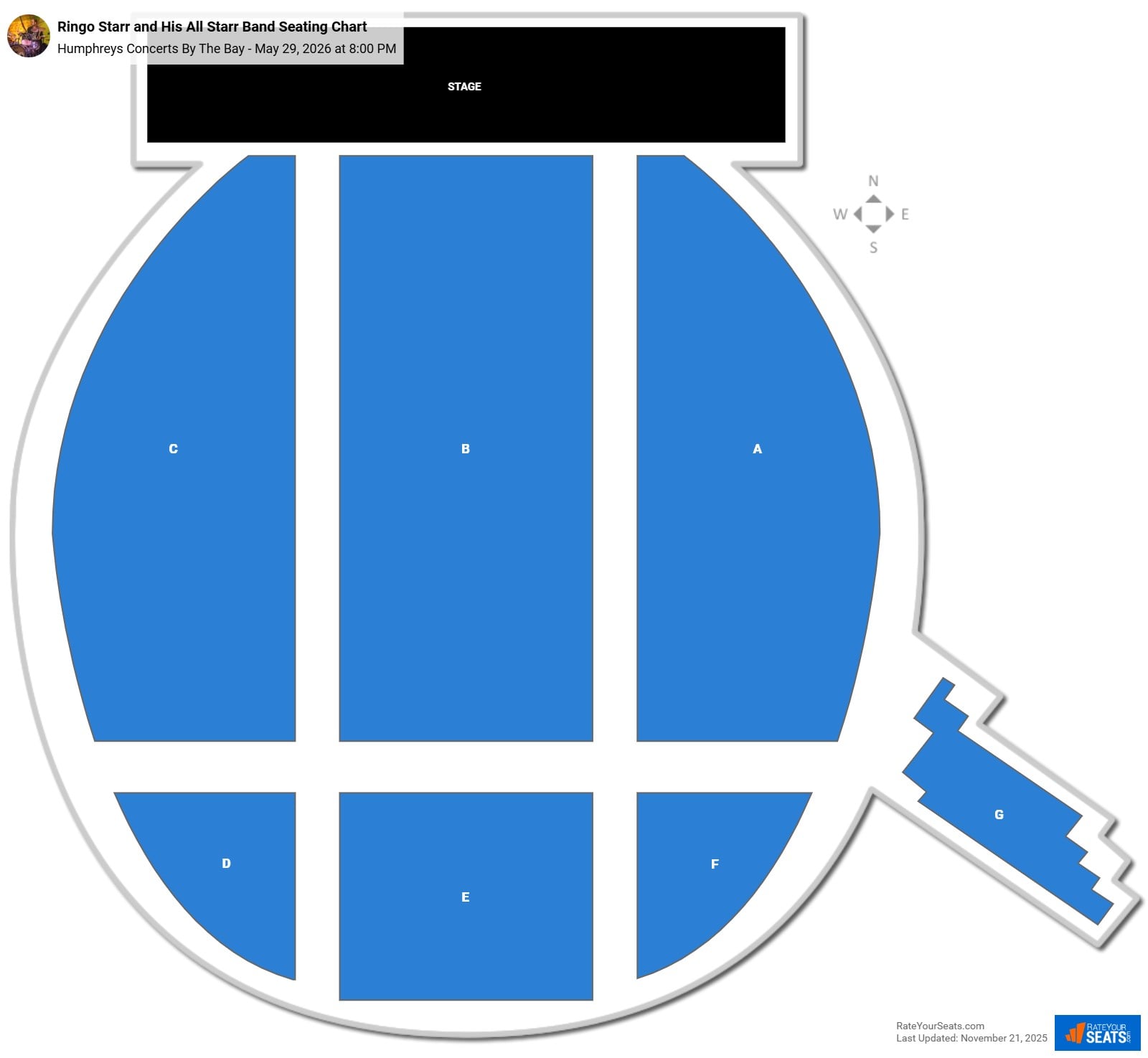Ringo Starr and His All Starr Band seating chart Humphreys Concerts By The Bay