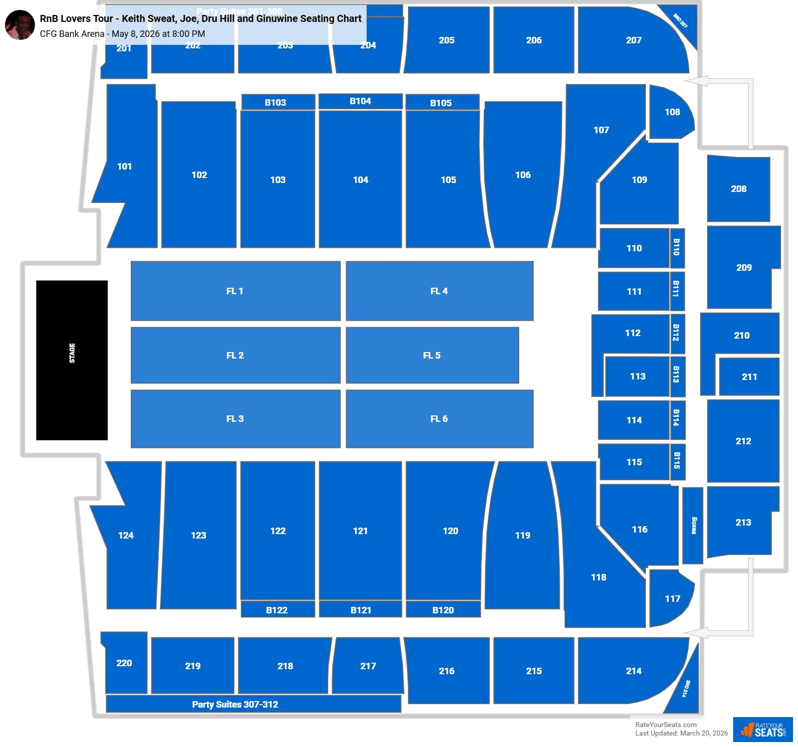 RnB Lovers Tour - Keith Sweat, Joe, Dru Hill and Ginuwine seating chart CFG Bank Arena