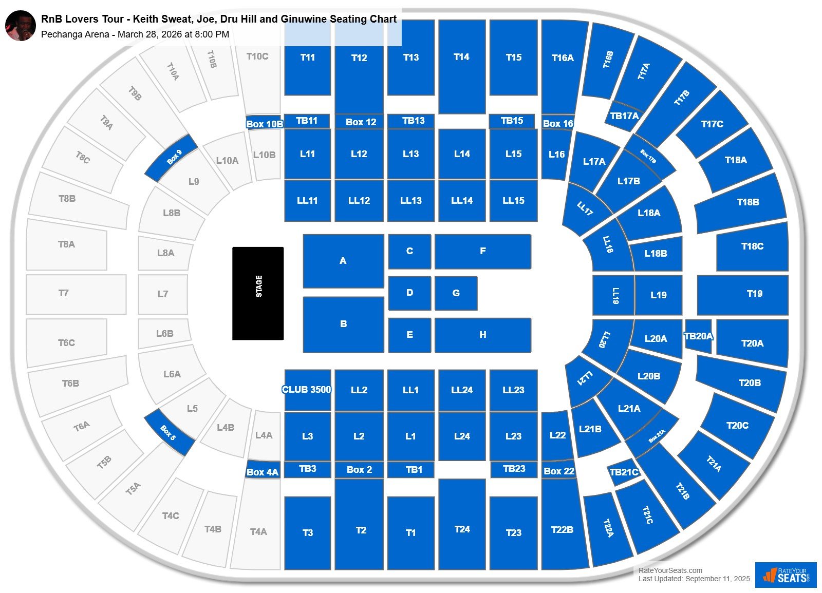 RnB Lovers Tour - Keith Sweat, Joe, Dru Hill and Ginuwine seating chart Pechanga Arena