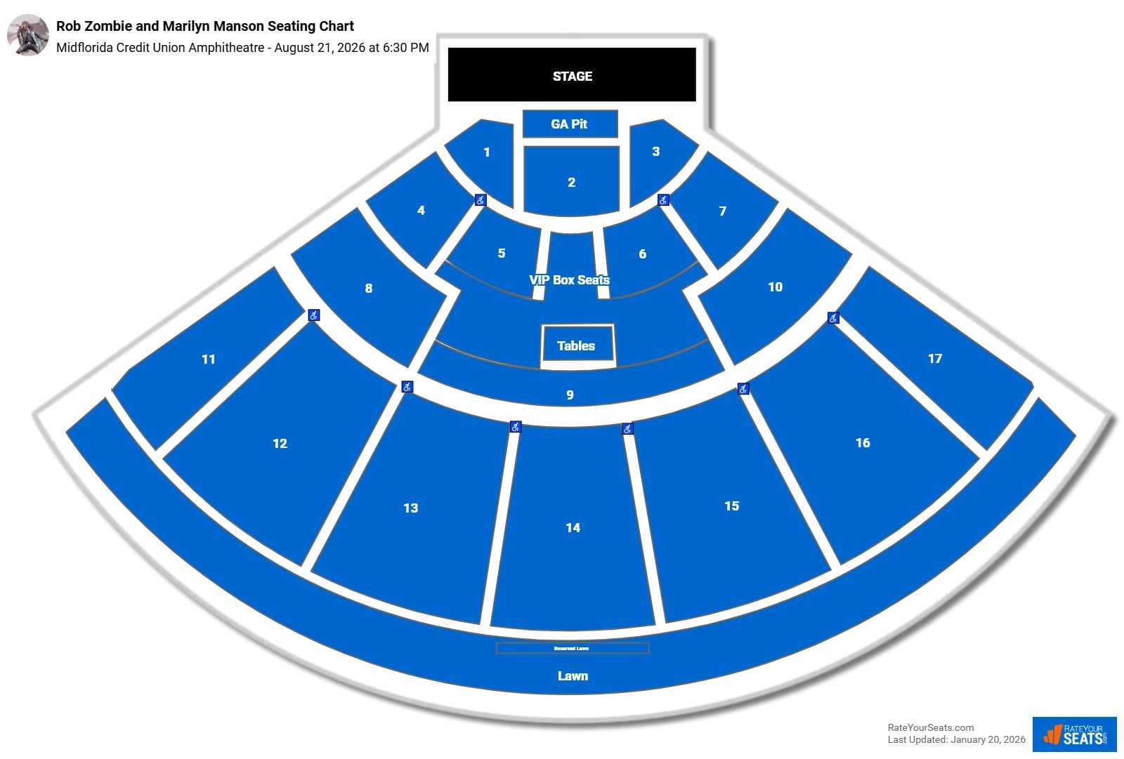 Rob Zombie and Marilyn Manson seating chart Midflorida Credit Union Amphitheatre