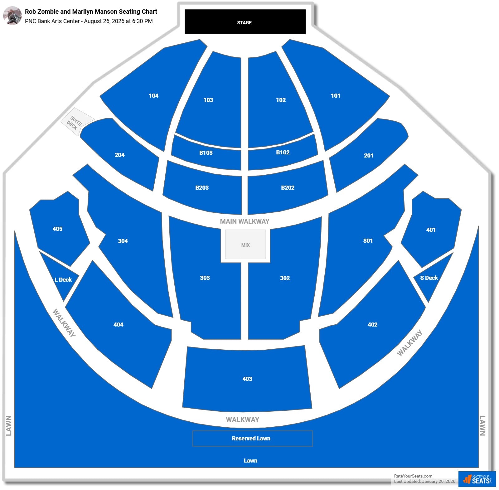 Rob Zombie and Marilyn Manson seating chart PNC Bank Arts Center