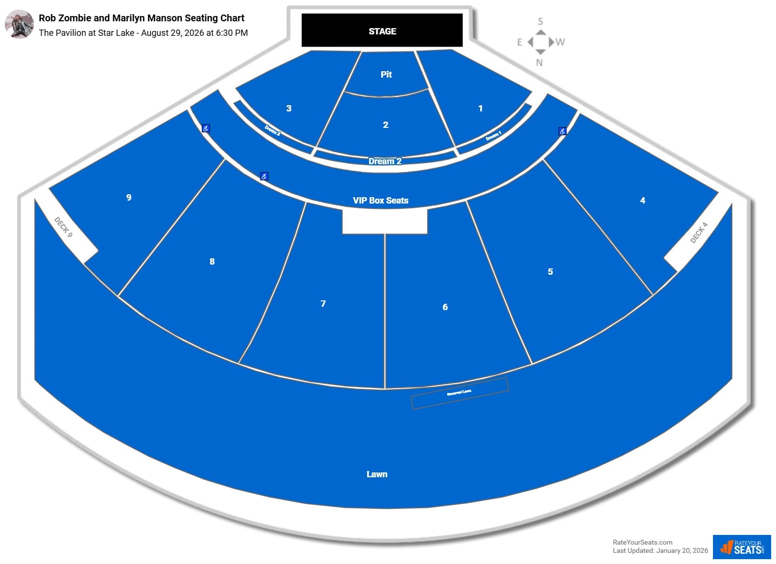 Rob Zombie and Marilyn Manson seating chart The Pavilion at Star Lake