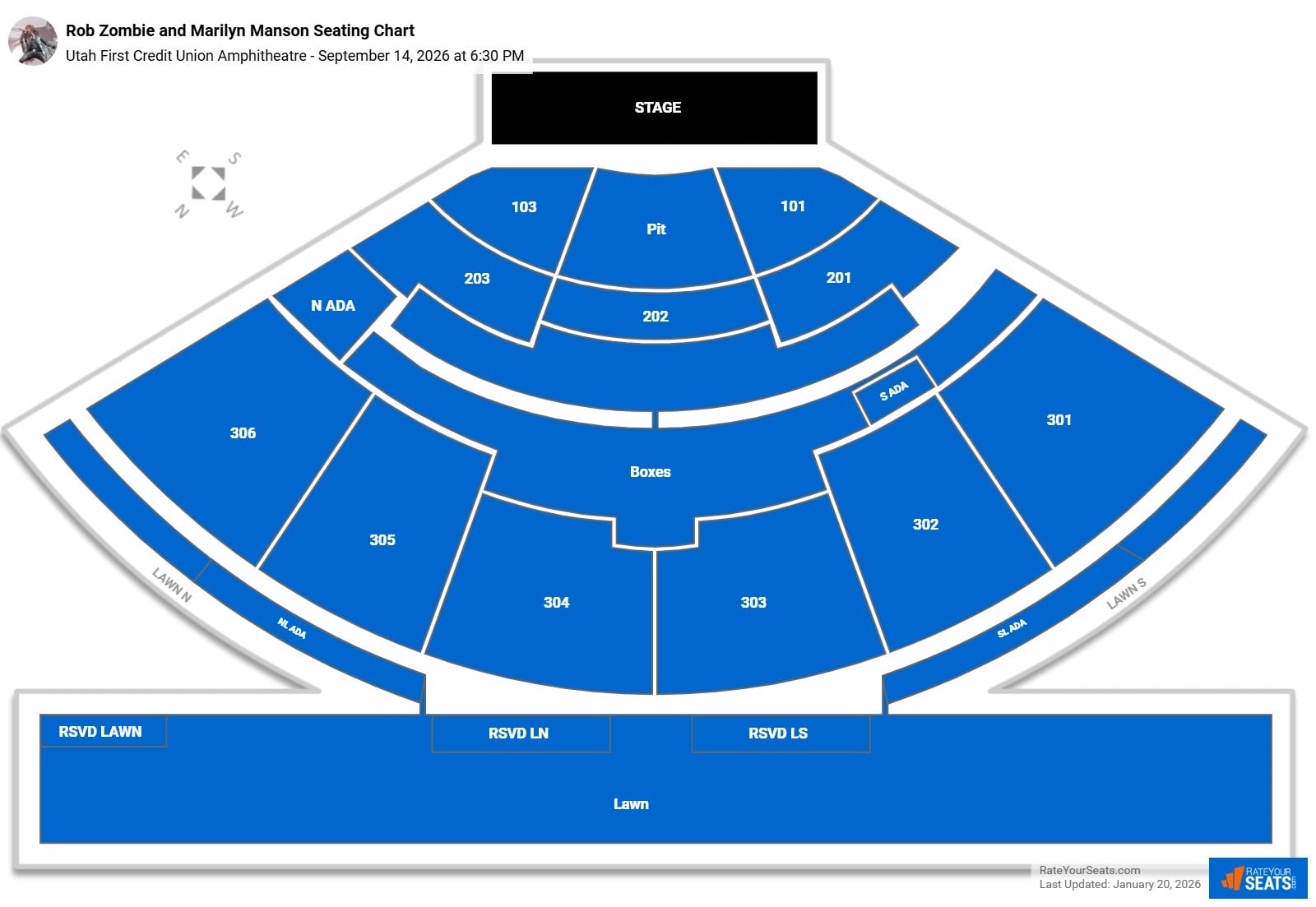 Rob Zombie and Marilyn Manson seating chart Utah First Credit Union Amphitheatre