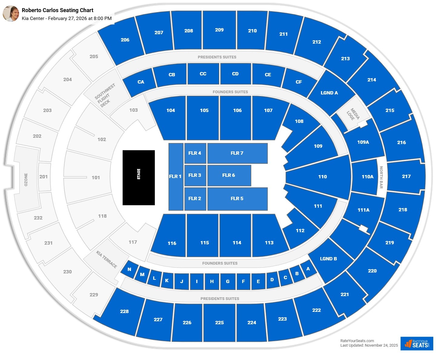 Roberto Carlos seating chart Kia Center