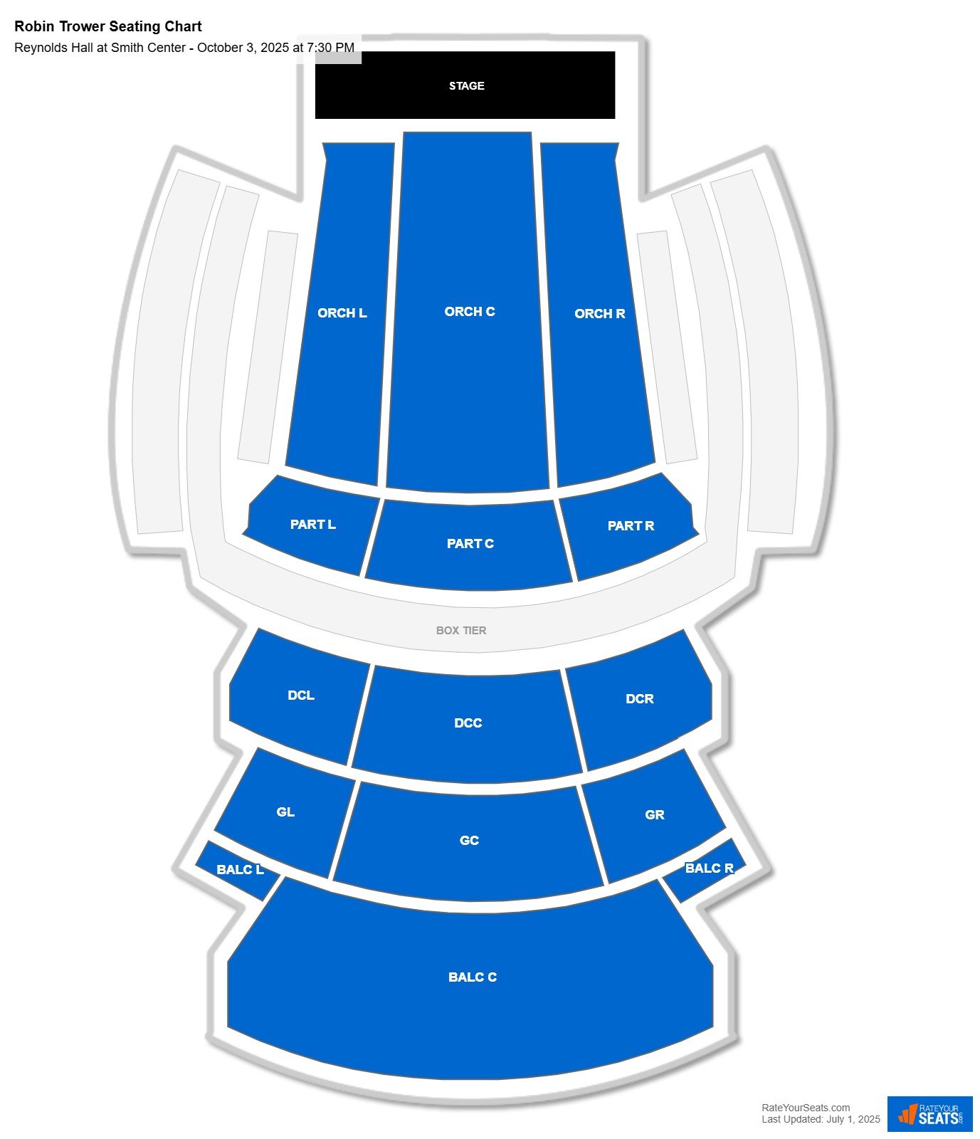 Robin Trower seating chart Reynolds Hall at Smith Center