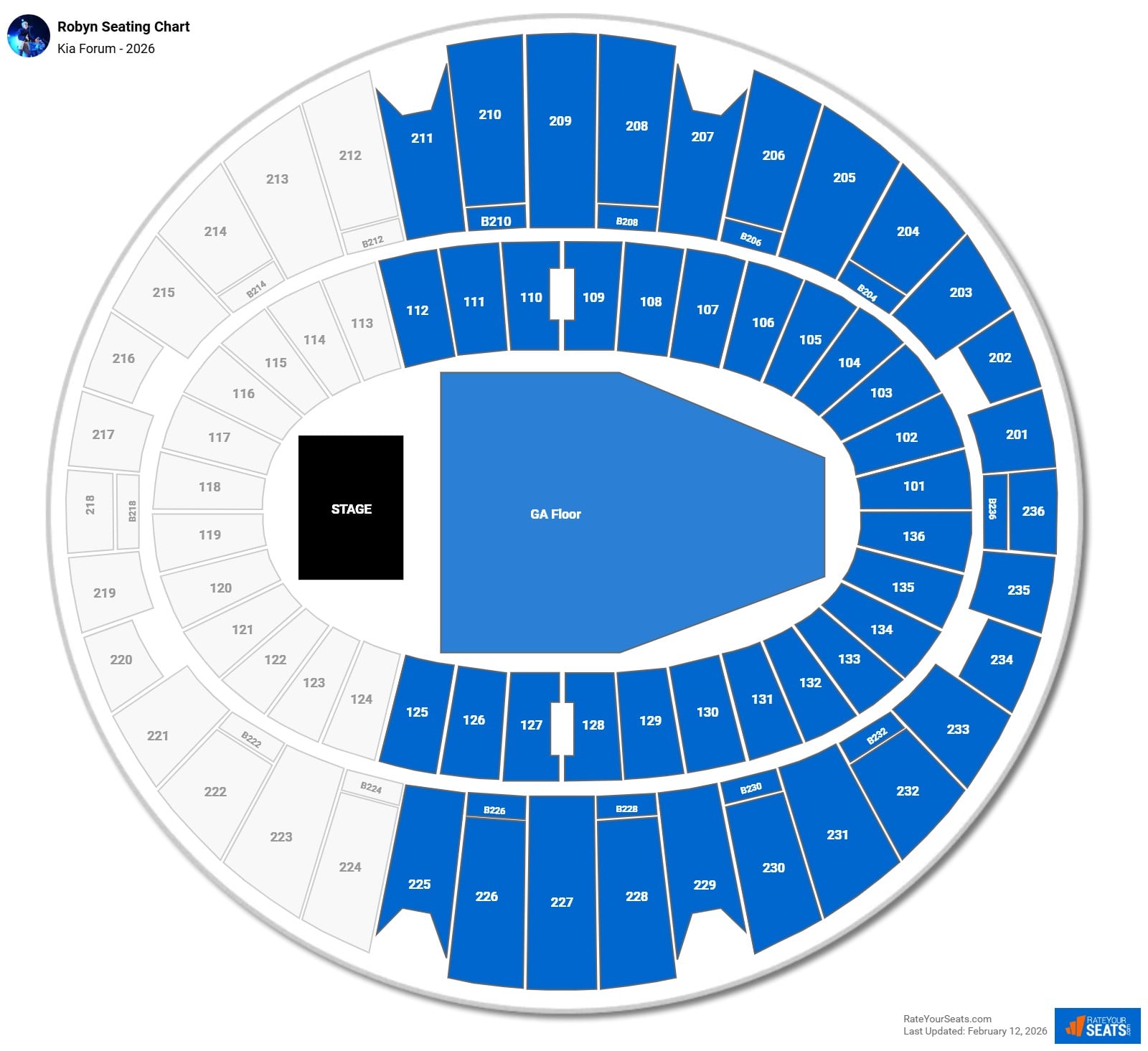 Robyn seating chart Kia Forum