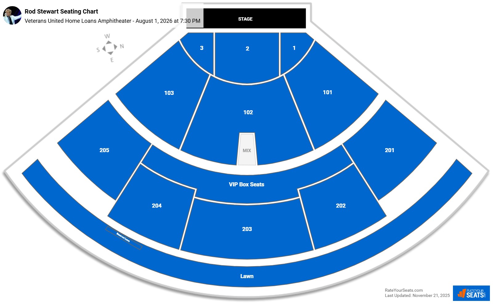 Rod Stewart seating chart Veterans United Home Loans Amphitheater