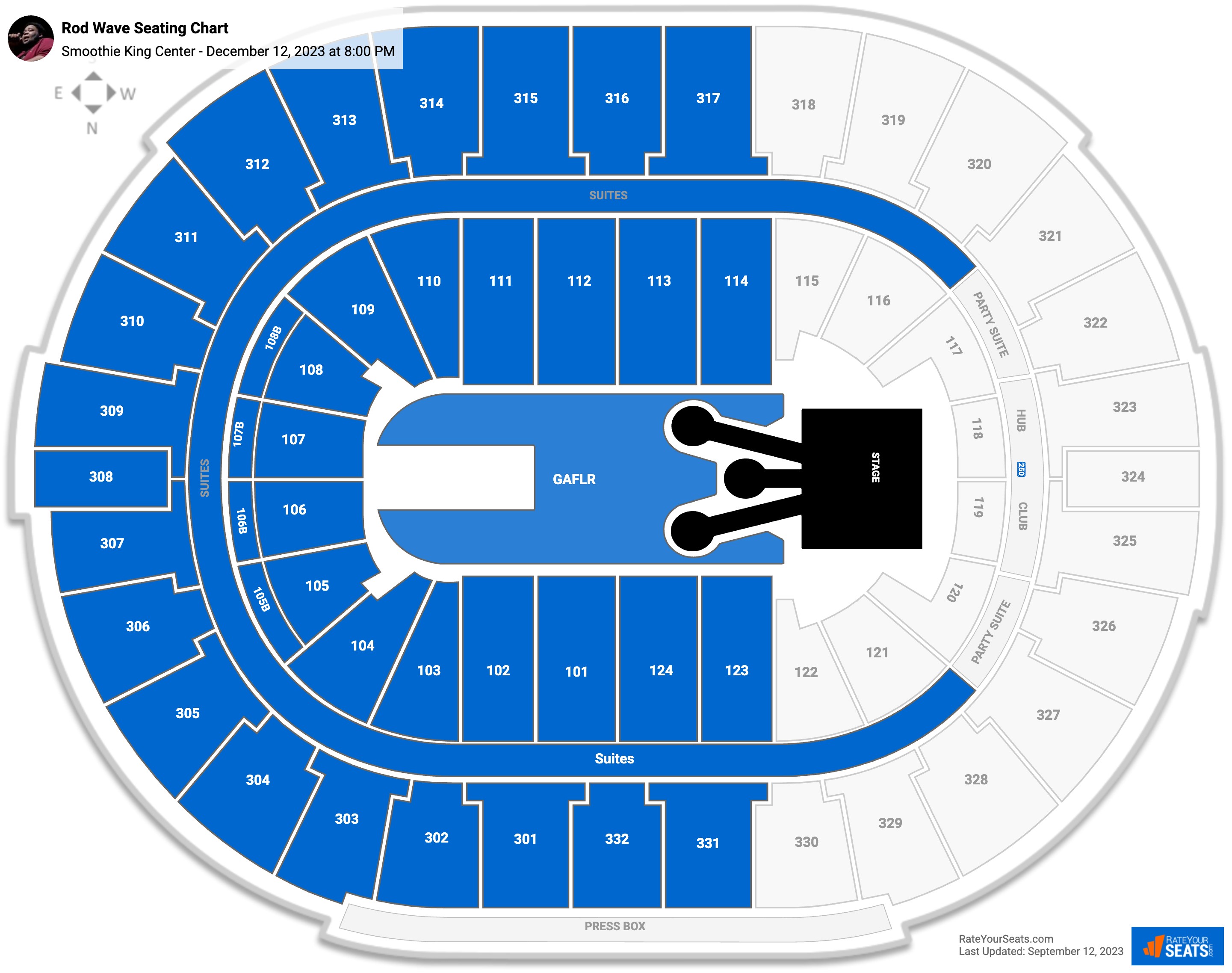 Smoothie King Center Concert Seating Chart