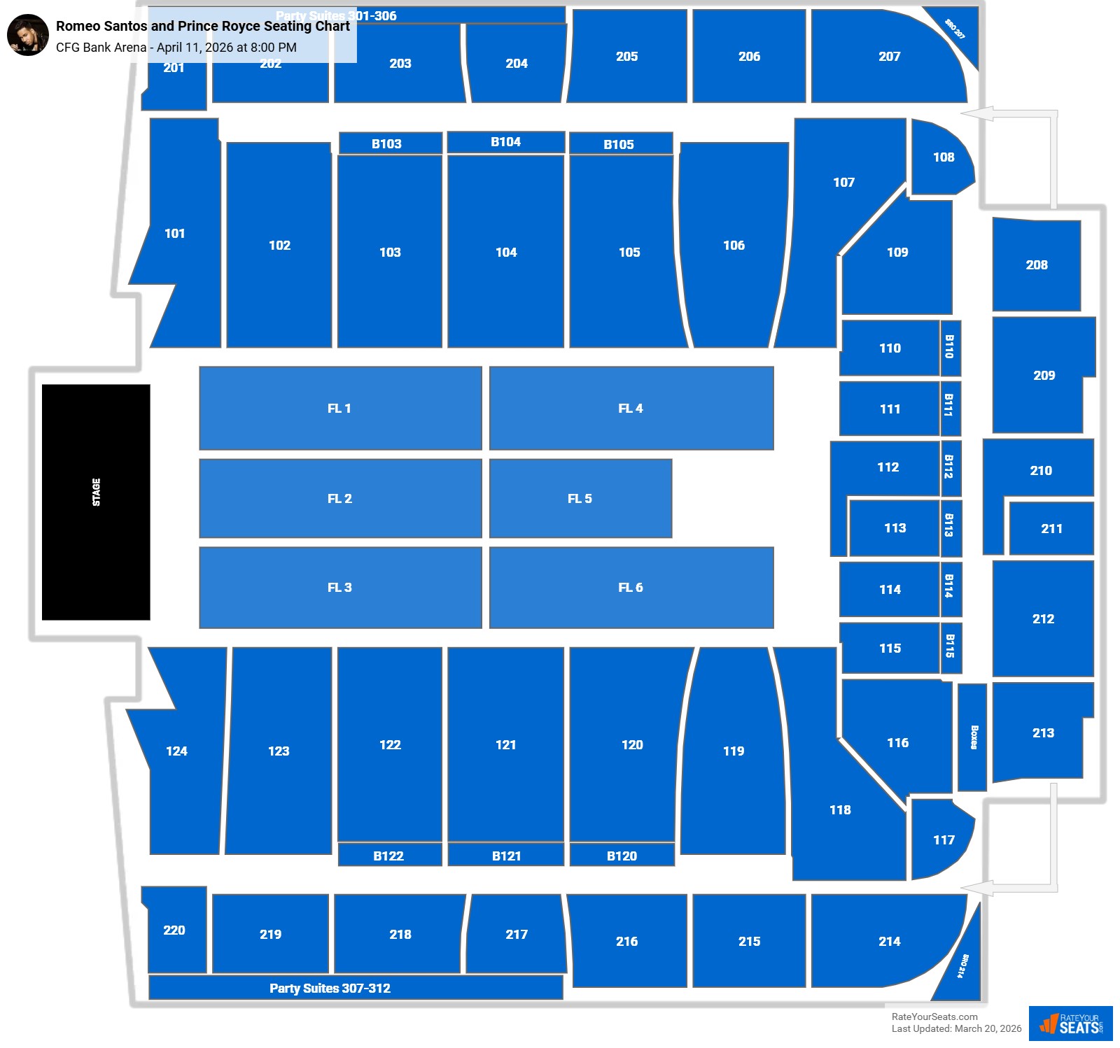 Romeo Santos and Prince Royce seating chart CFG Bank Arena