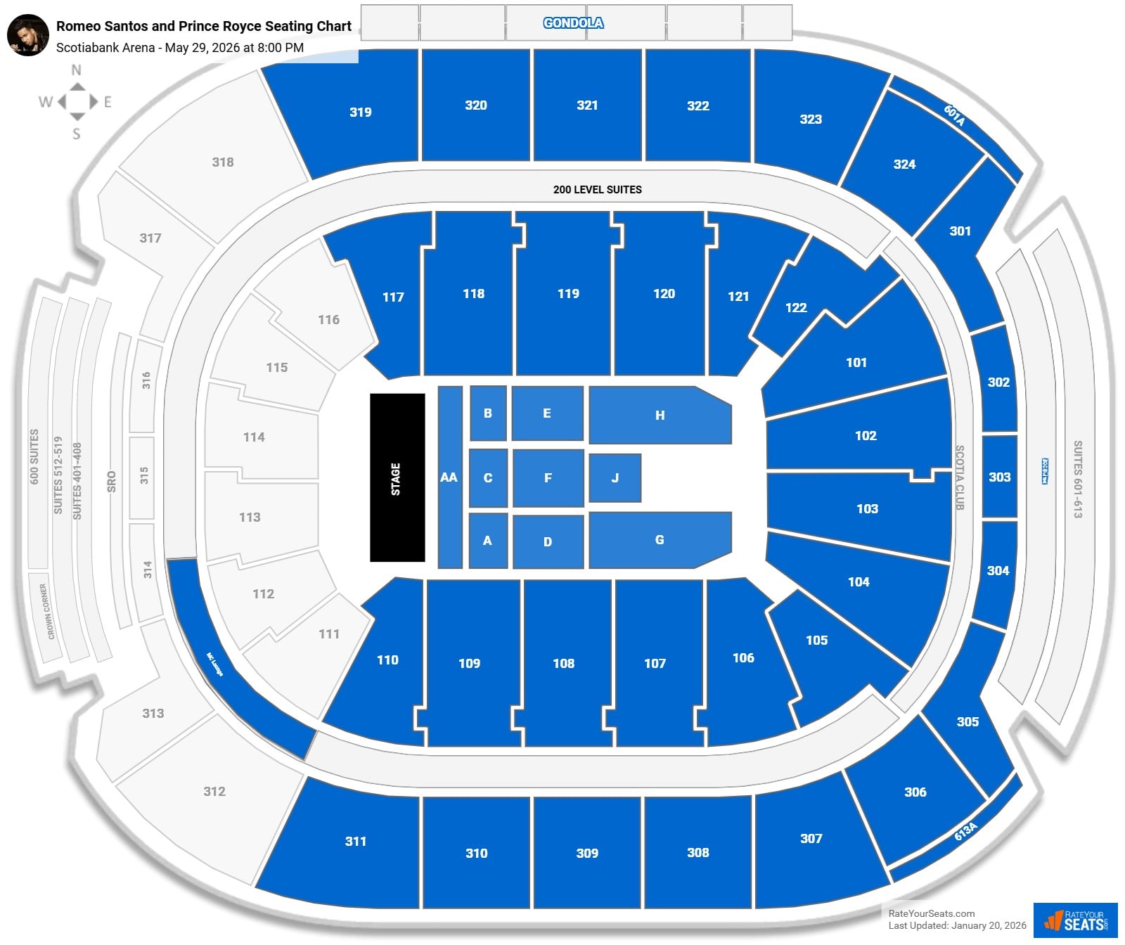 Romeo Santos and Prince Royce seating chart Scotiabank Arena