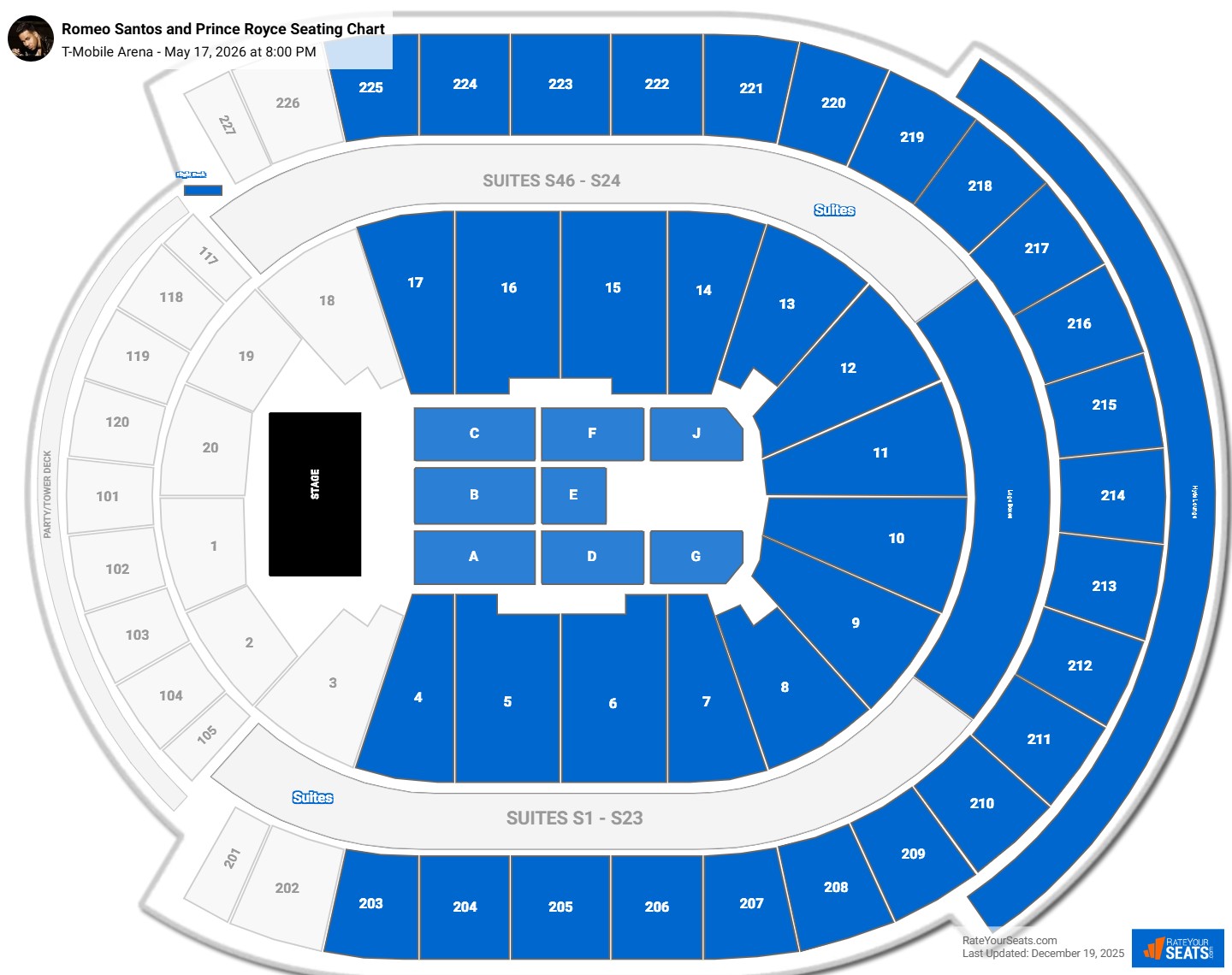 Romeo Santos and Prince Royce seating chart T-Mobile Arena