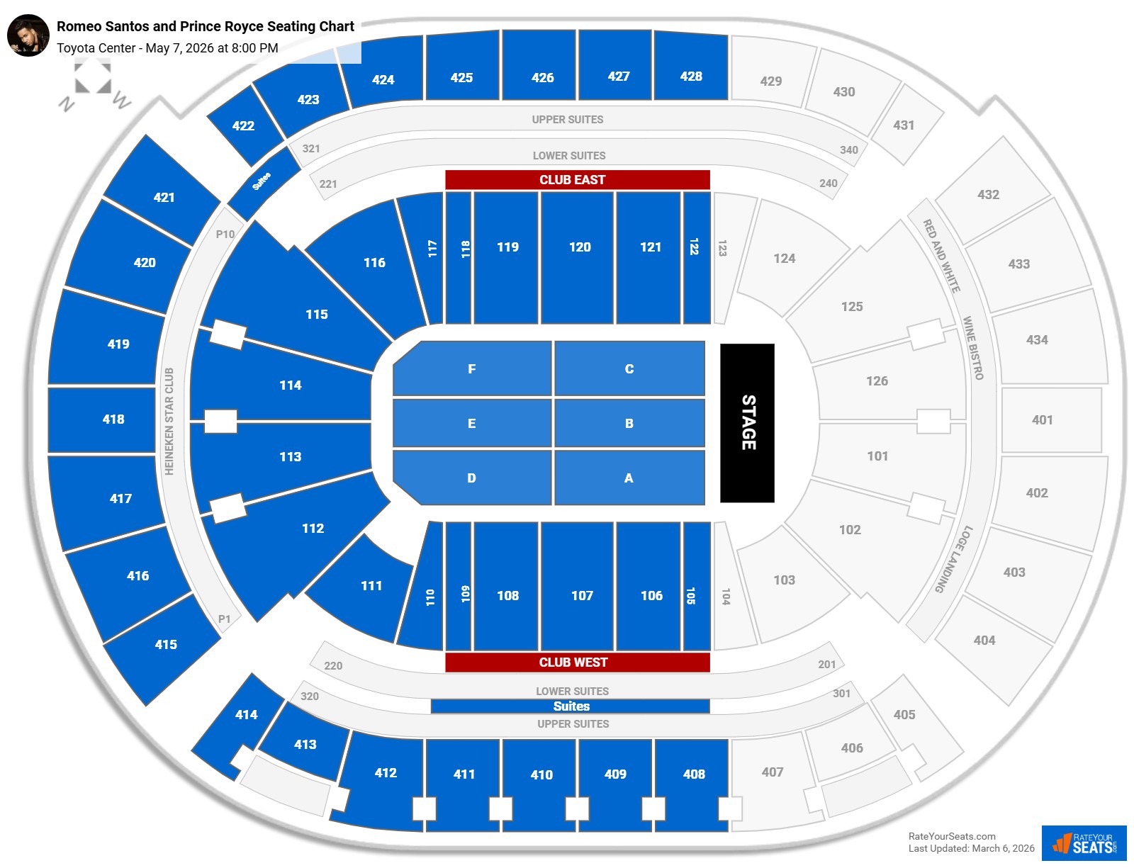 Romeo Santos and Prince Royce seating chart Toyota Center