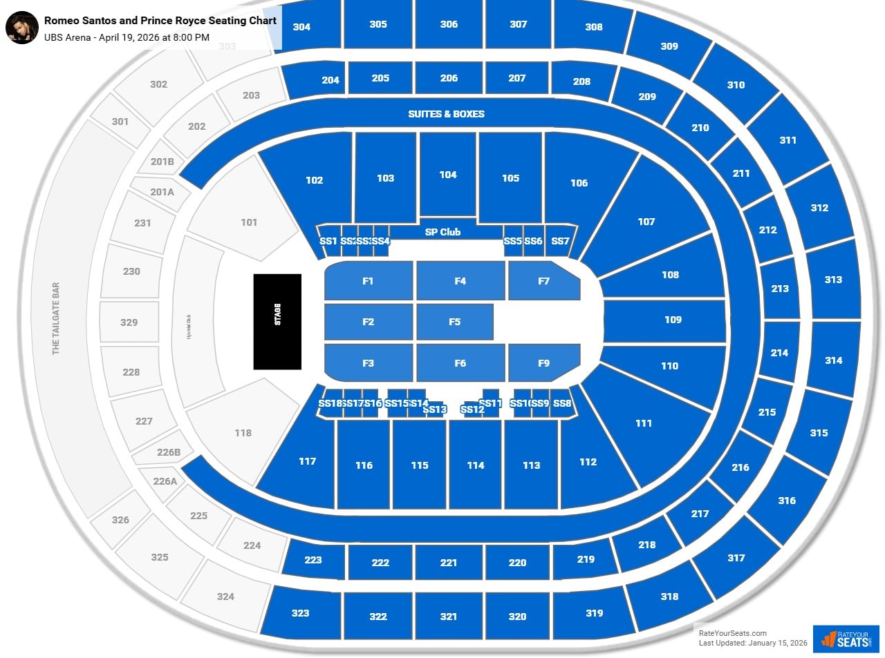 Romeo Santos and Prince Royce seating chart UBS Arena