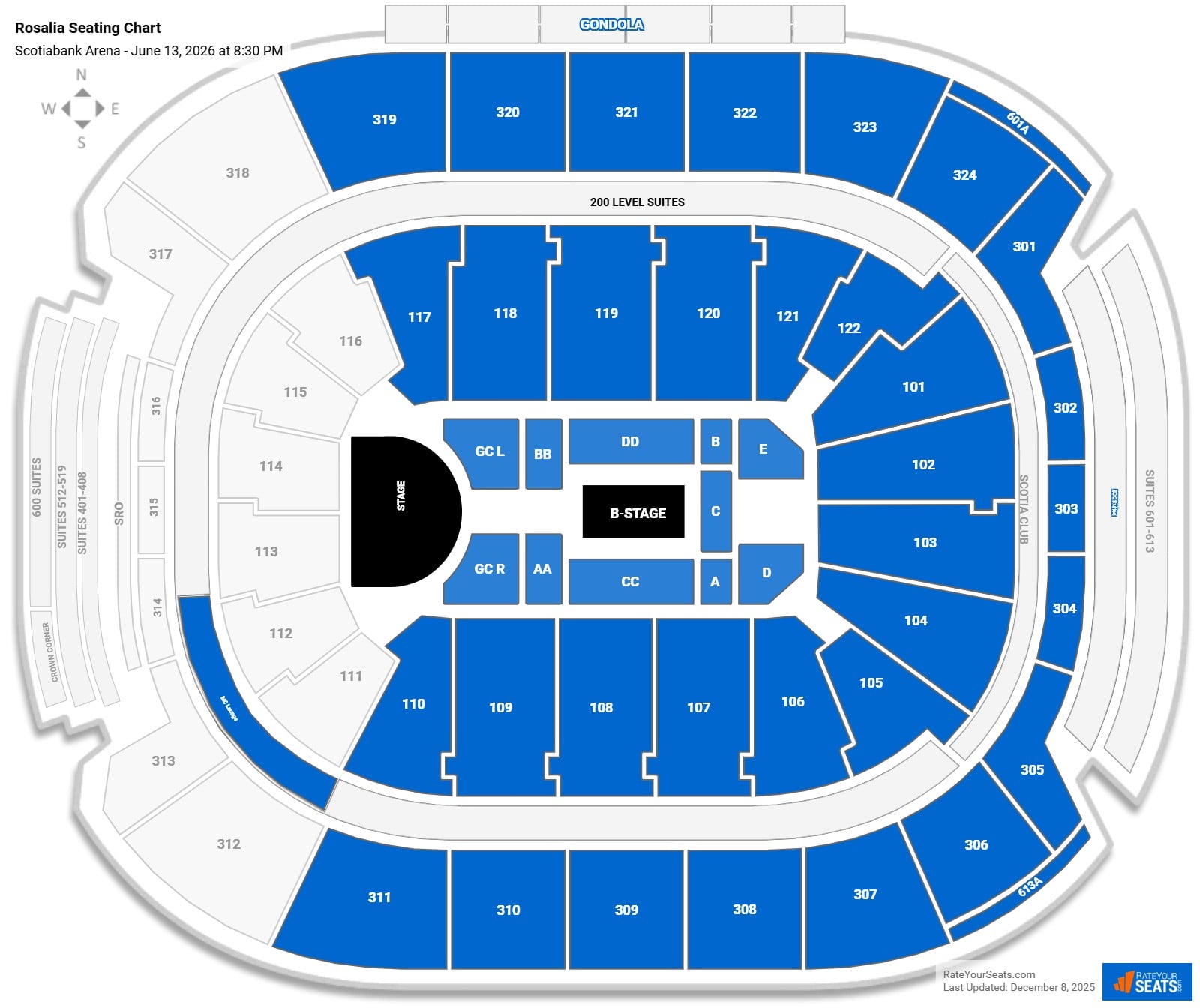 Rosalia seating chart Scotiabank Arena