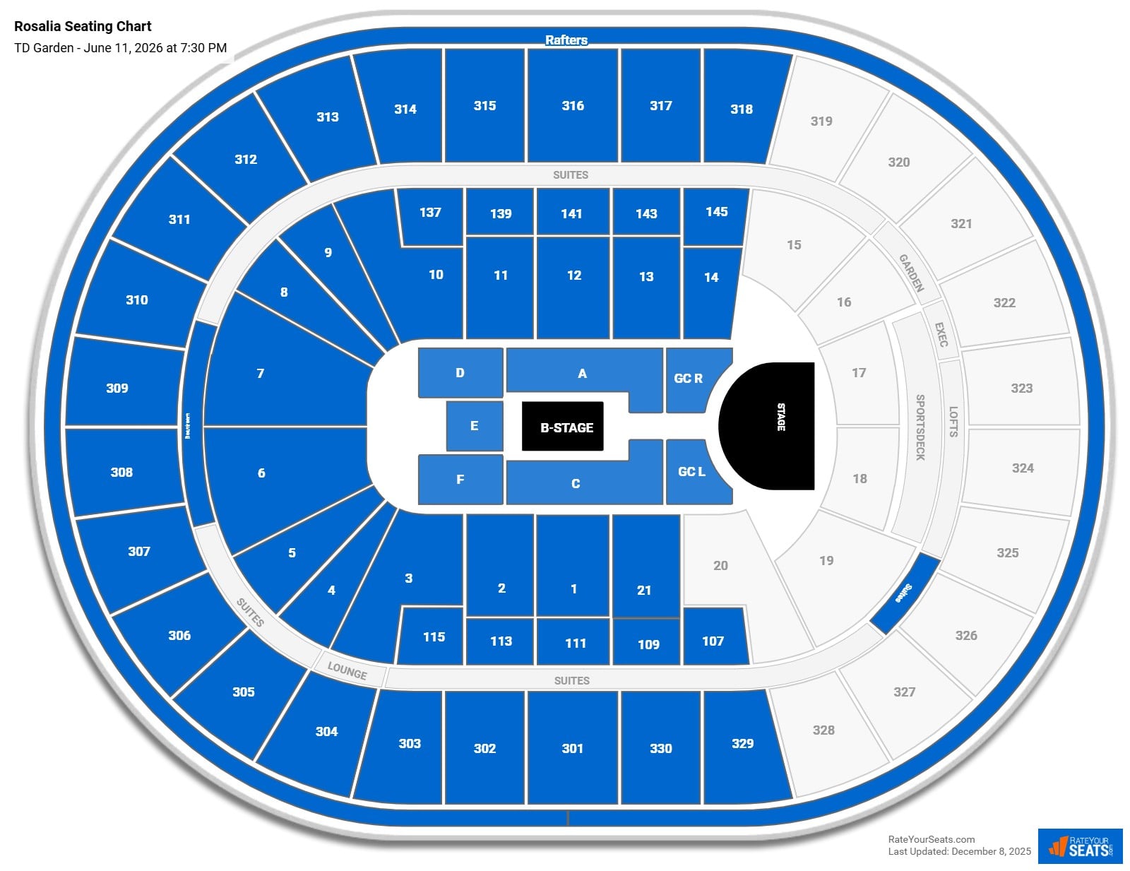 Rosalia seating chart TD Garden