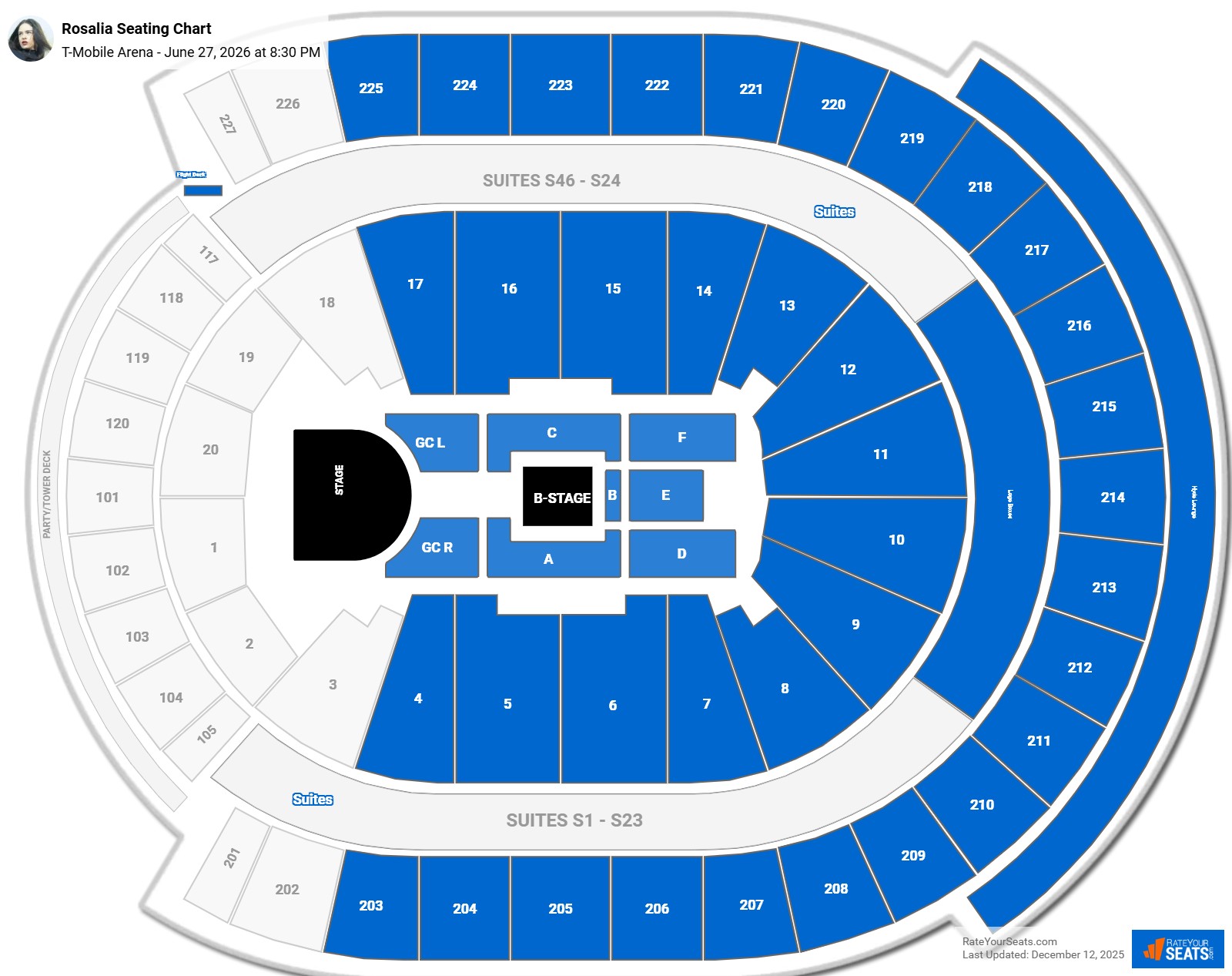 Rosalia seating chart T-Mobile Arena