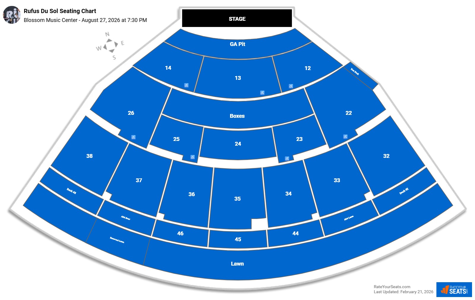 Rufus Du Sol seating chart Blossom Music Center