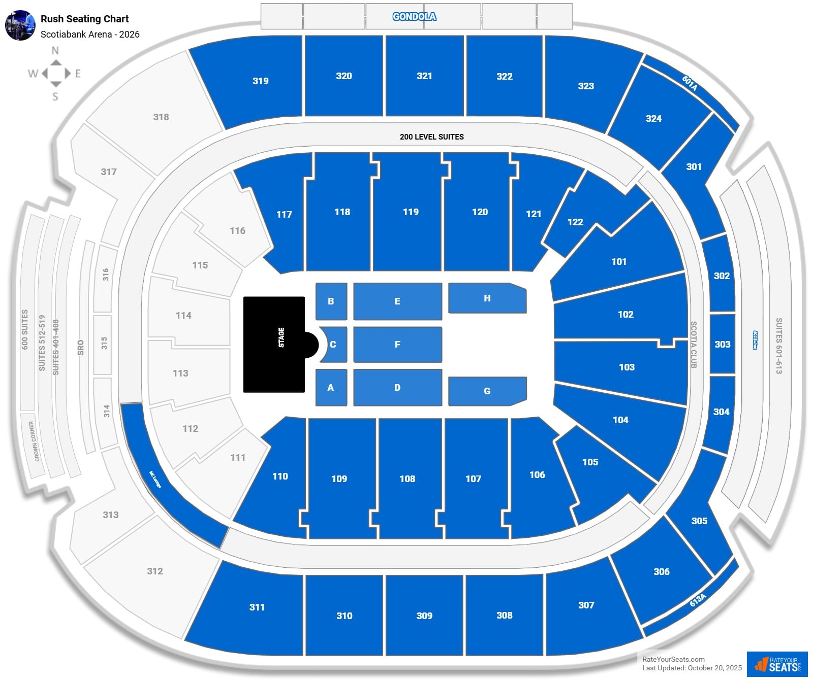 Rush seating chart Scotiabank Arena
