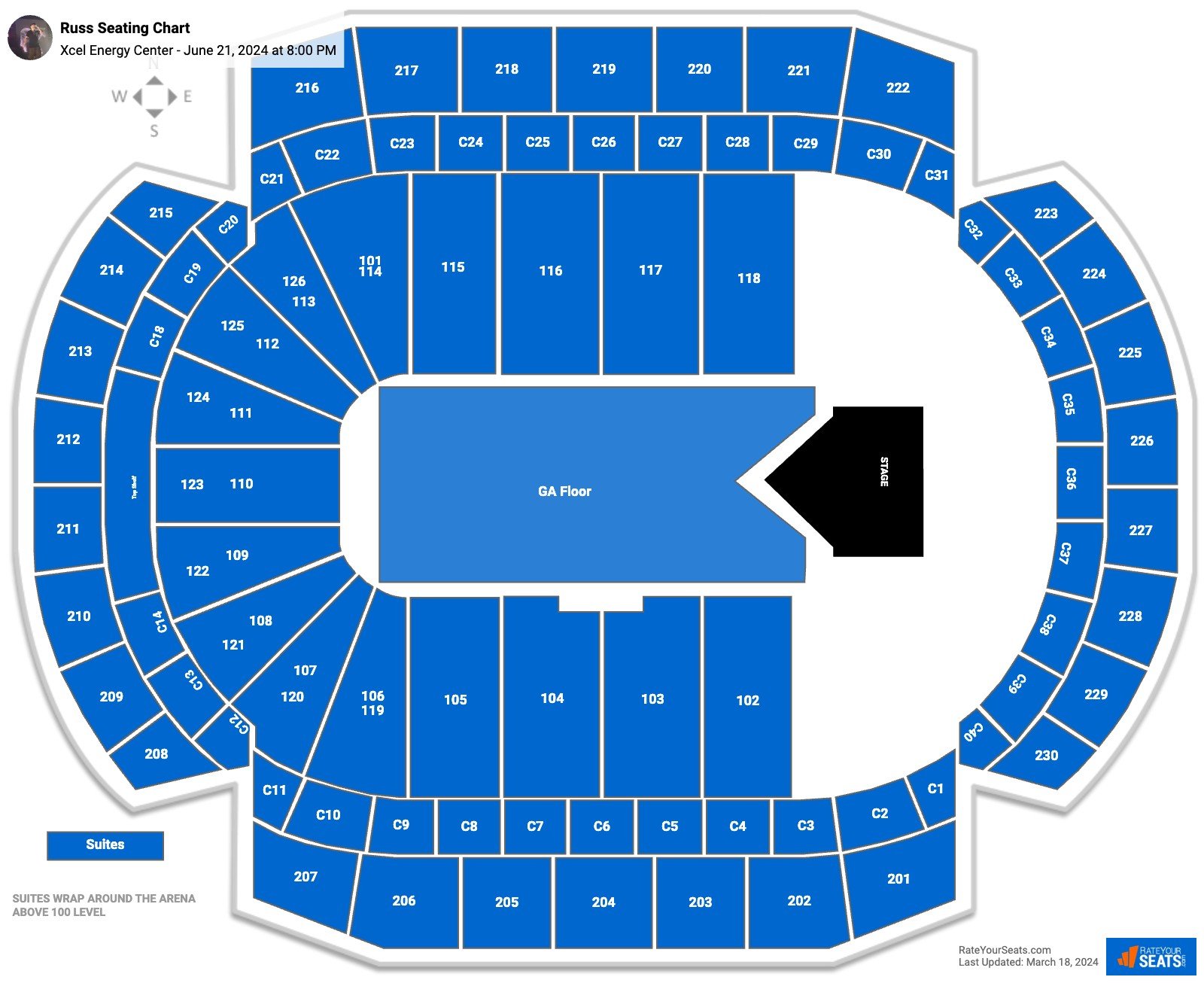 Xcel Energy Center Concert Seating Chart - RateYourSeats.com