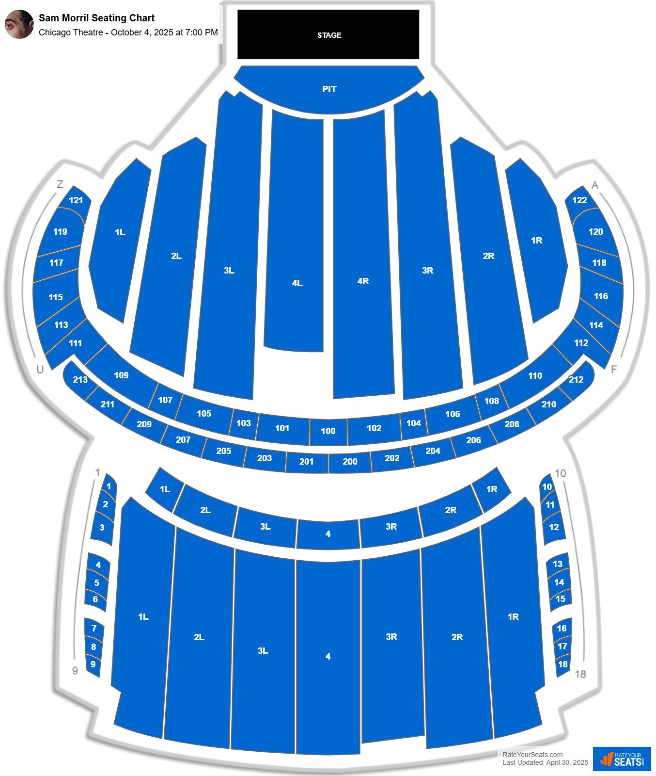 Sam Morril seating chart Chicago Theatre