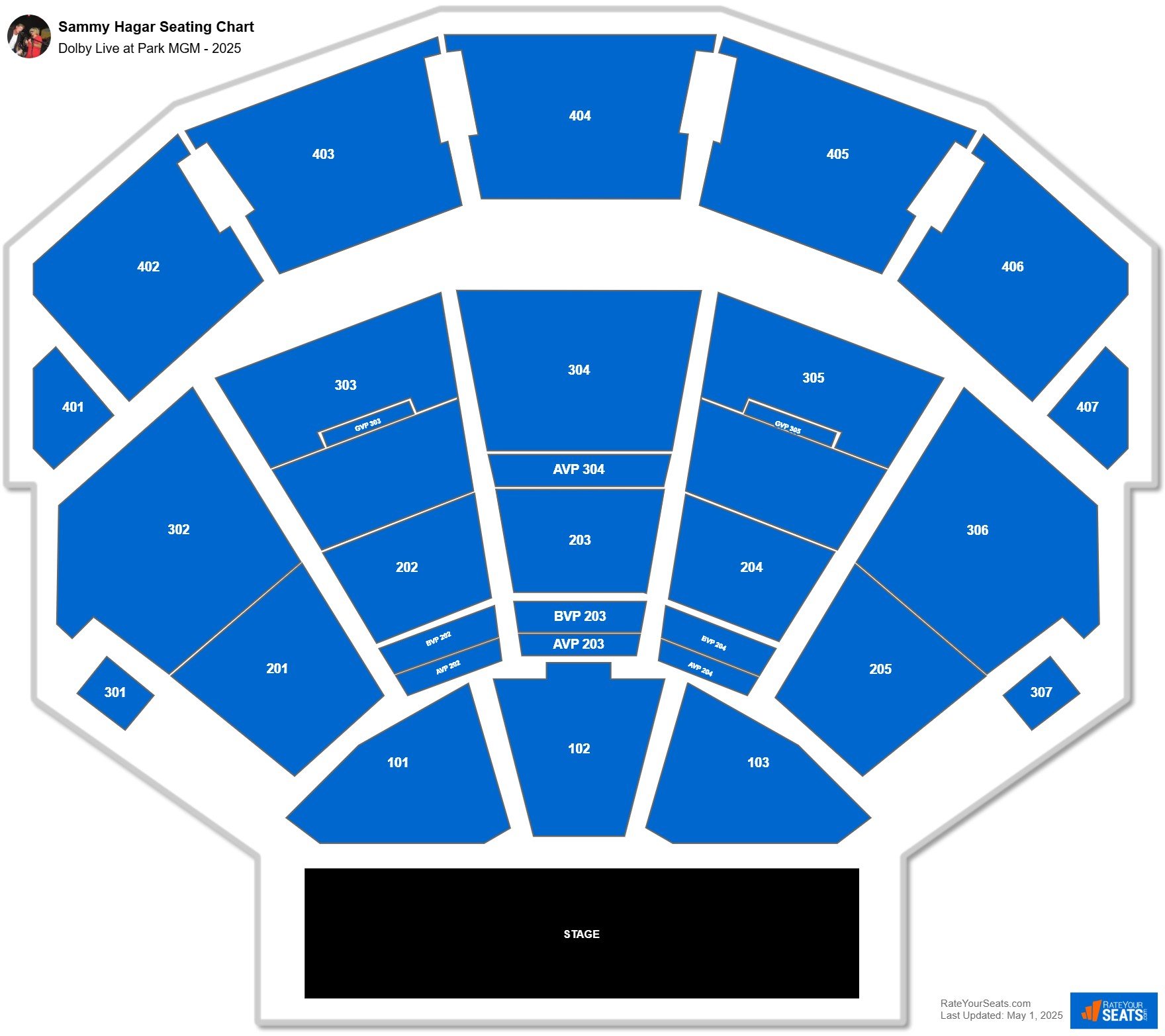 Sammy Hagar seating chart Dolby Live at Park MGM