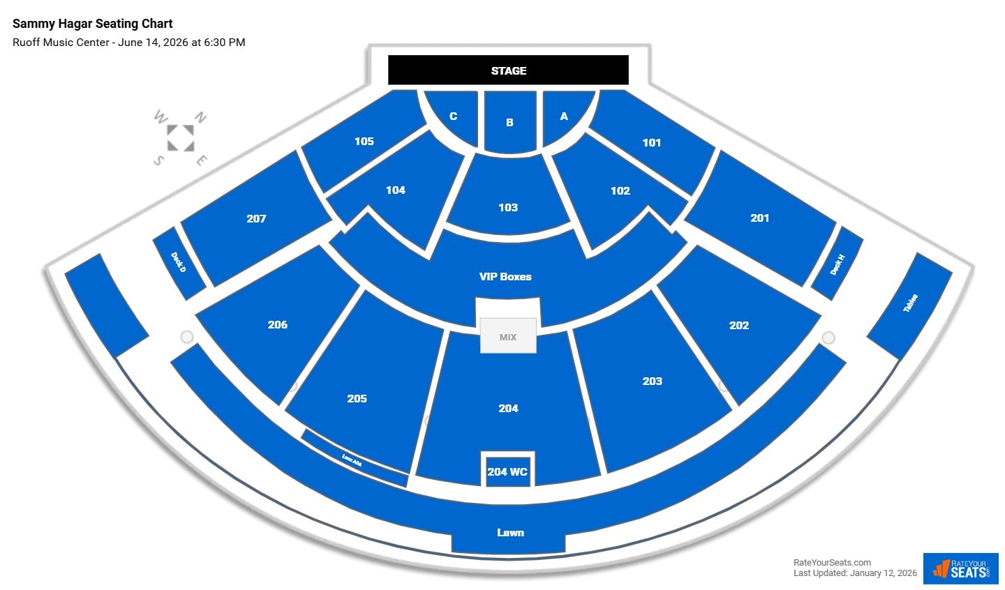 Sammy Hagar seating chart Ruoff Music Center
