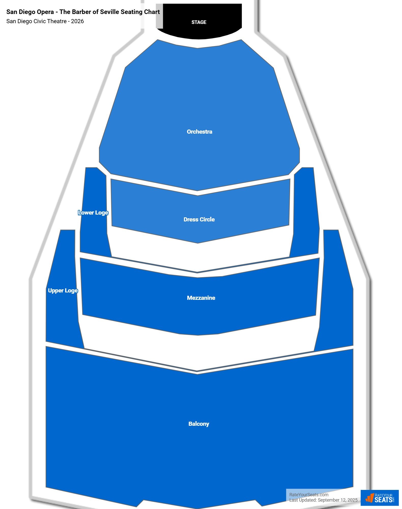 San Diego Opera - The Barber of Seville seating chart San Diego Civic Theatre