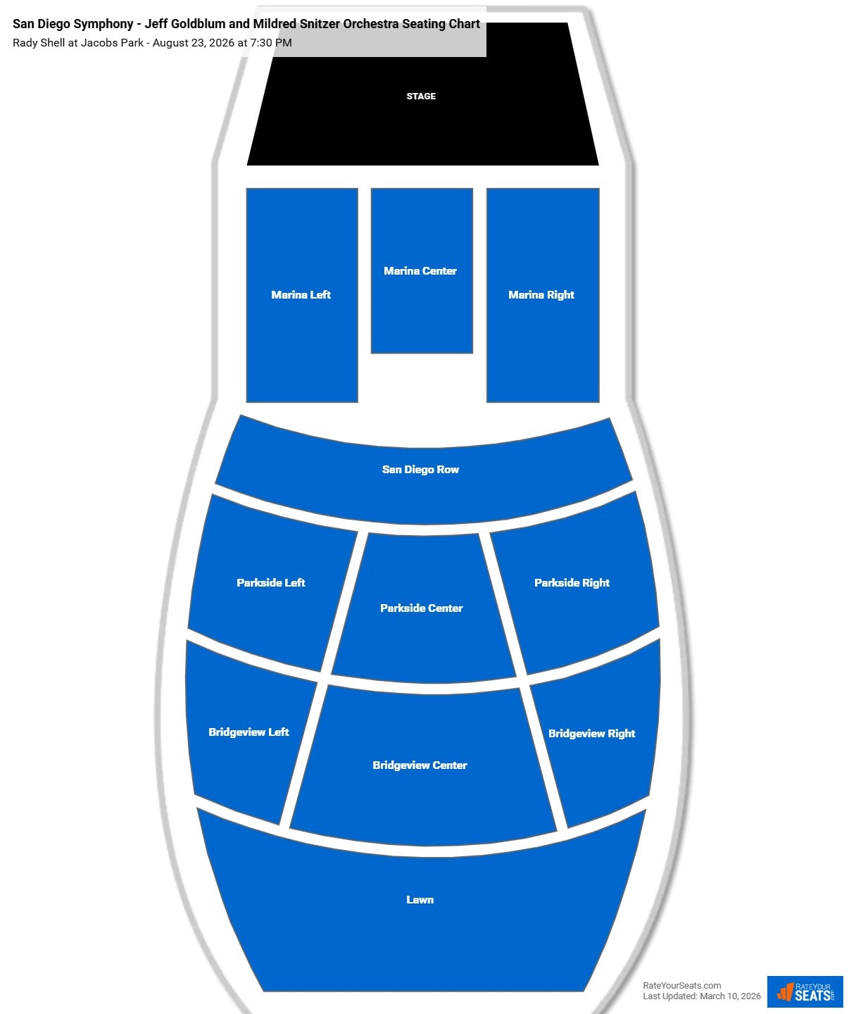 San Diego Symphony - Jeff Goldblum and Mildred Snitzer Orchestra seating chart Rady Shell at Jacobs Park