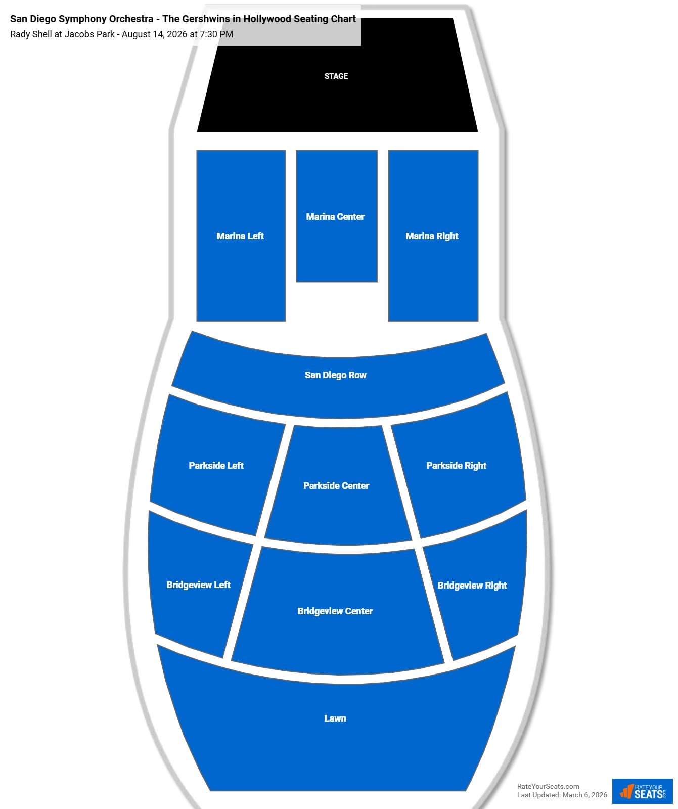 San Diego Symphony Orchestra - The Gershwins in Hollywood seating chart Rady Shell at Jacobs Park