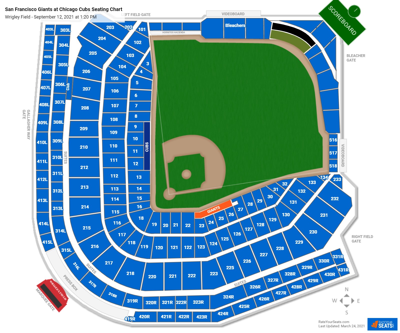 San Francisco Giants at Chicago Cubs seating chart Wrigley Field