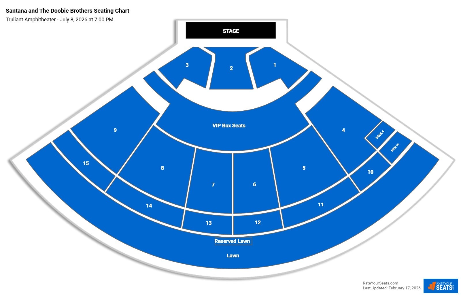 Santana and The Doobie Brothers seating chart Truliant Amphitheater