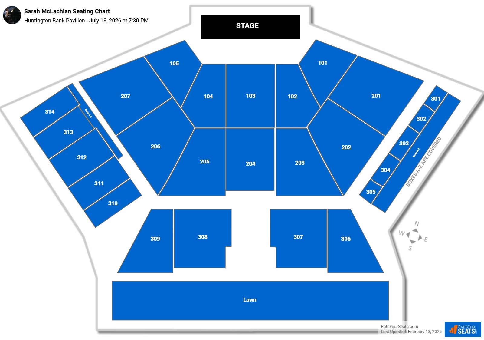 Sarah McLachlan seating chart Huntington Bank Pavilion (at Northerly Island)