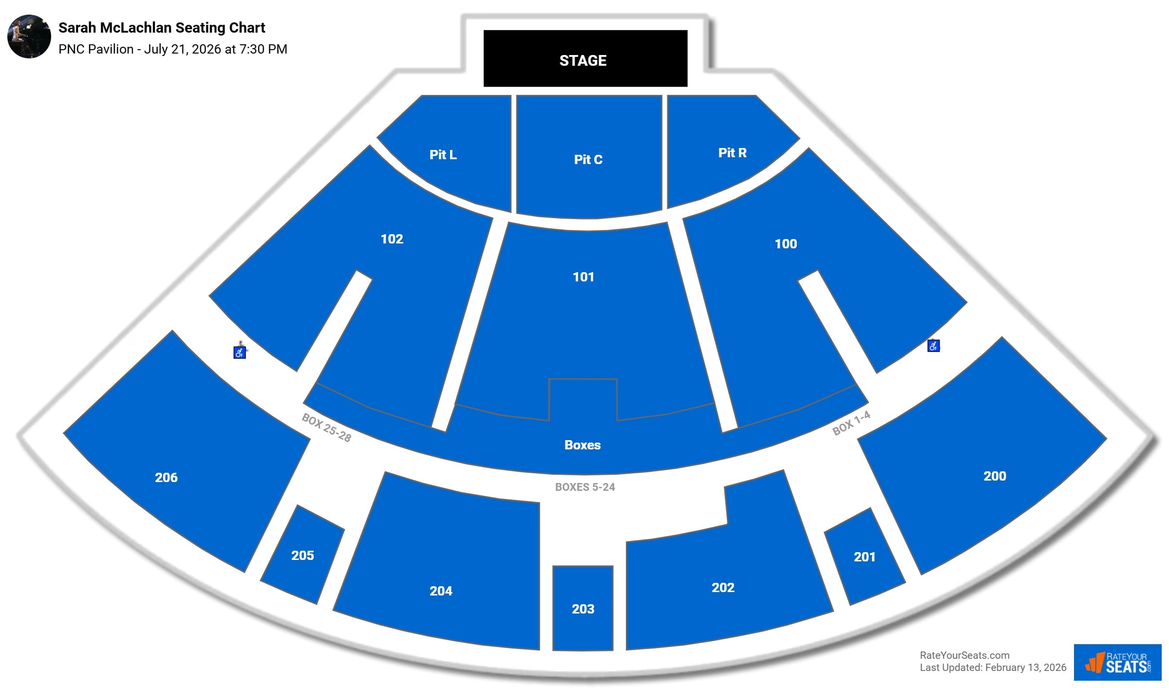 Sarah McLachlan seating chart PNC Pavilion