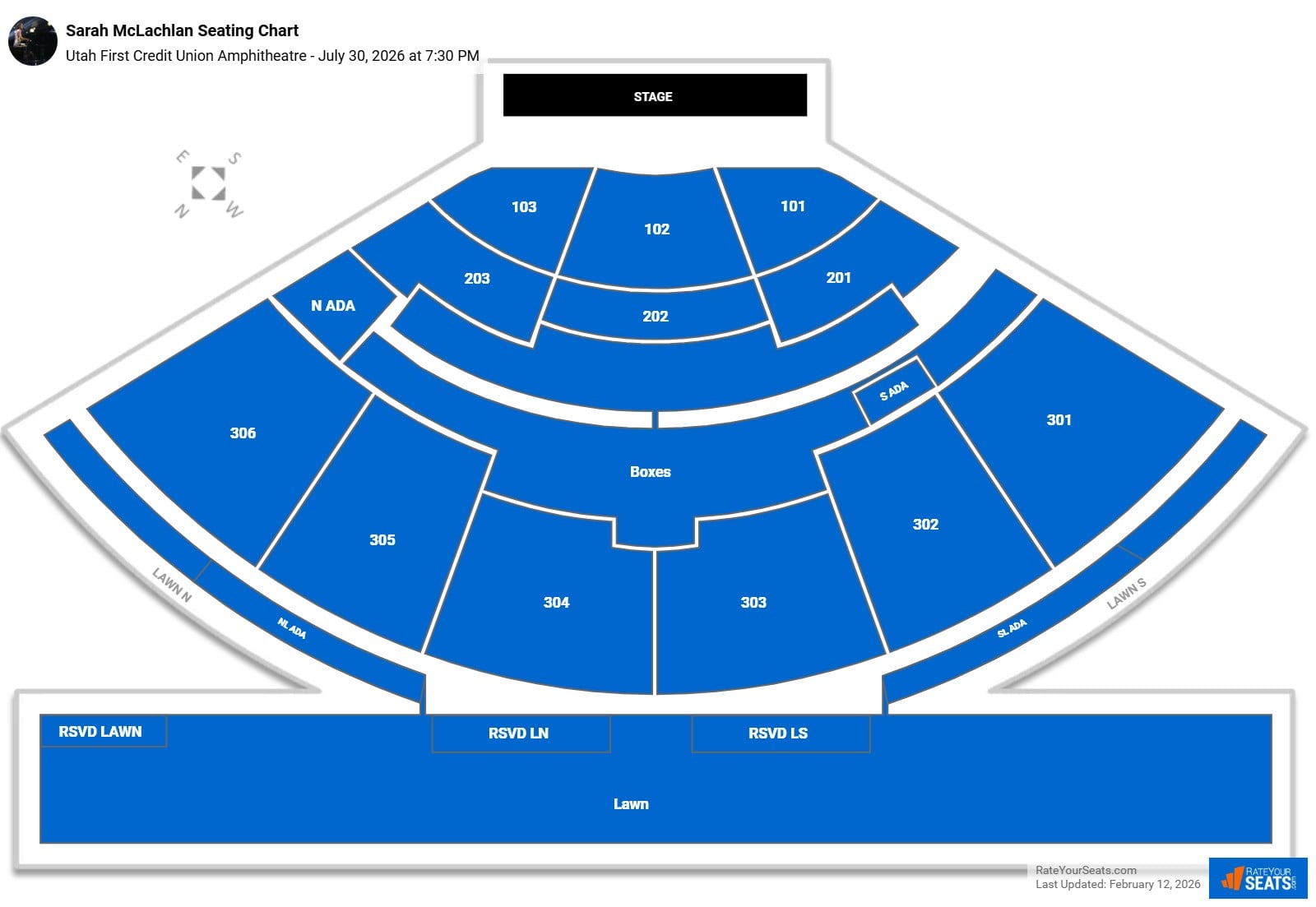 Sarah McLachlan seating chart Utah First Credit Union Amphitheatre