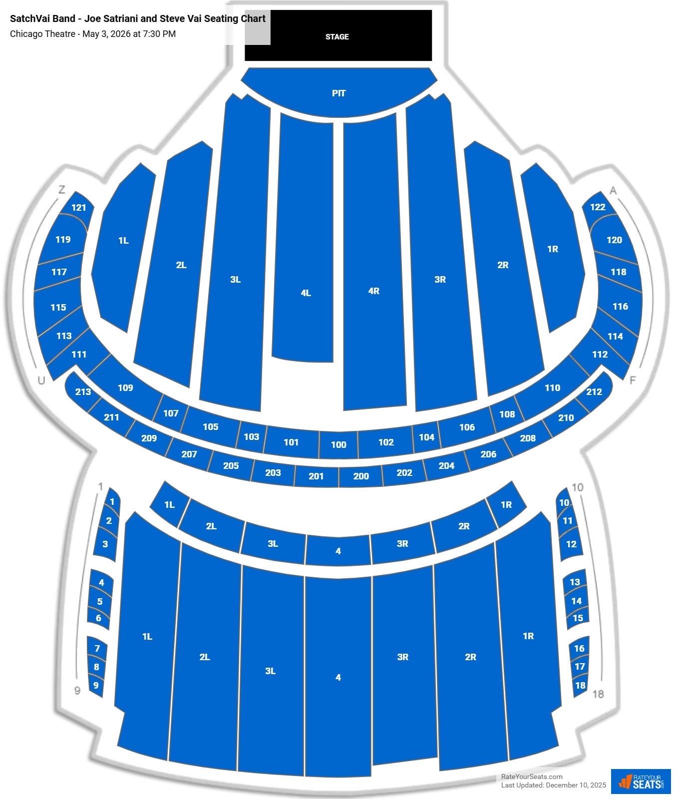 SatchVai Band seating chart Chicago Theatre