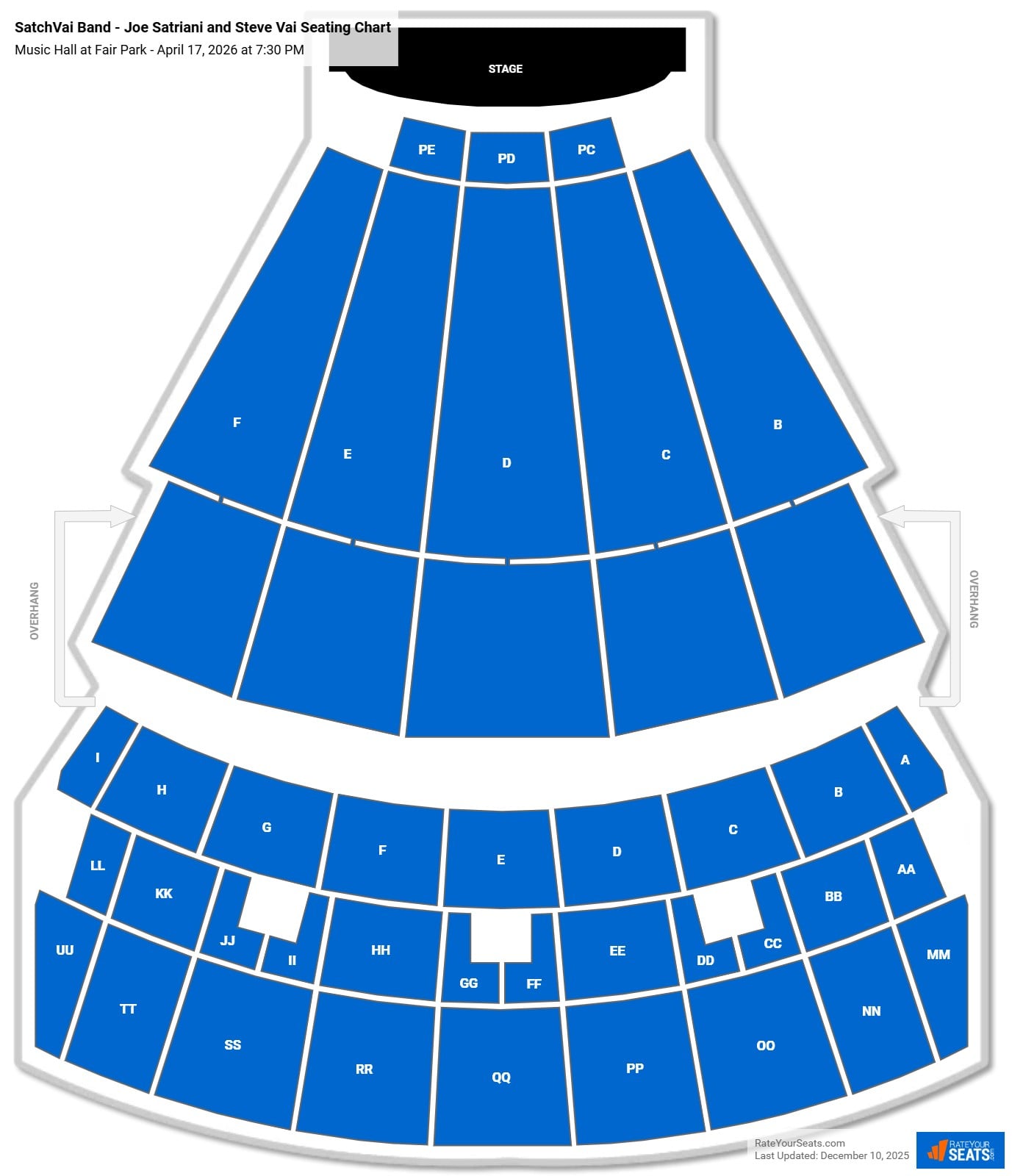 SatchVai Band seating chart Music Hall at Fair Park