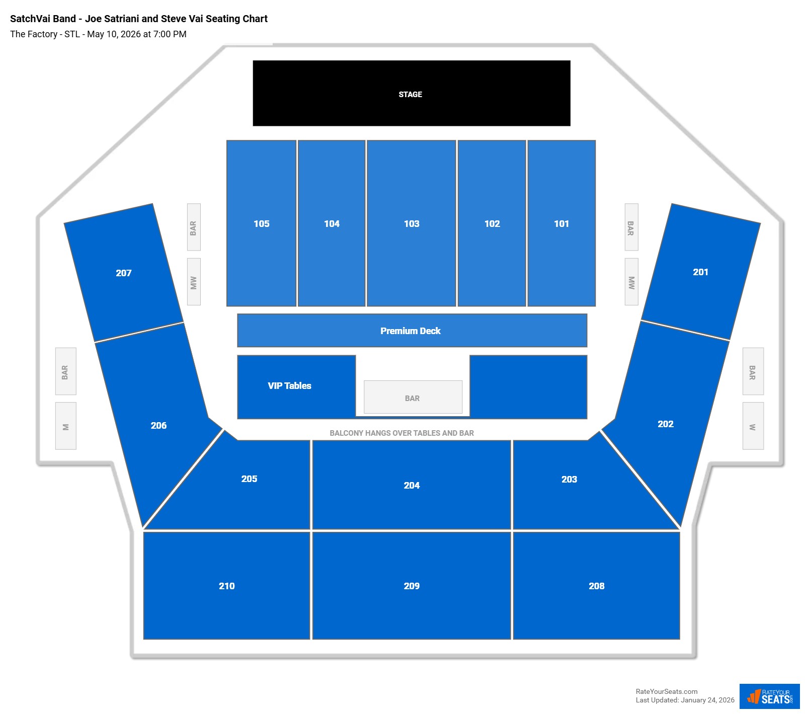 SatchVai Band seating chart The Factory - STL