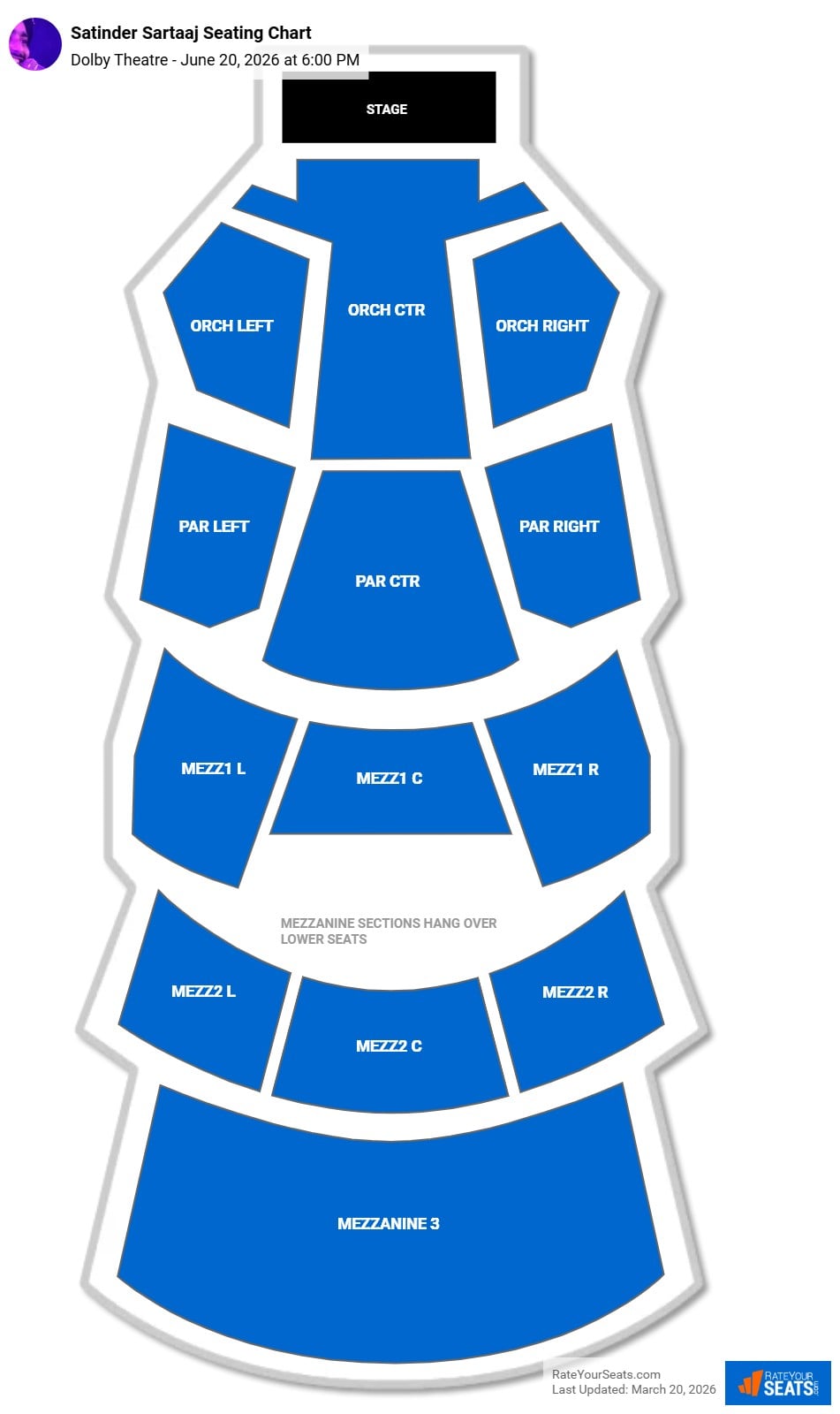 Satinder Sartaaj seating chart Dolby Theatre