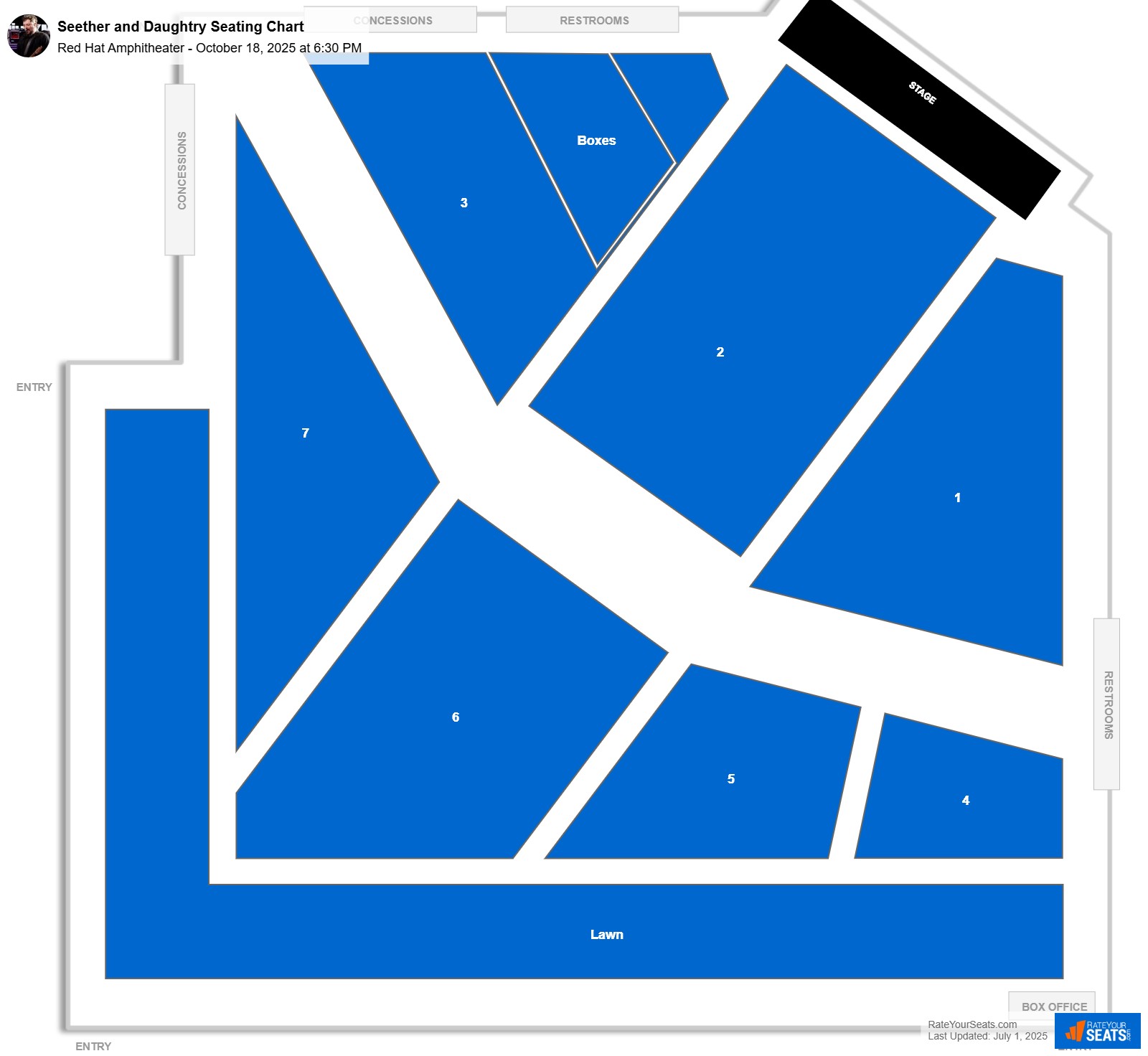 Seether and Daughtry seating chart Red Hat Amphitheater
